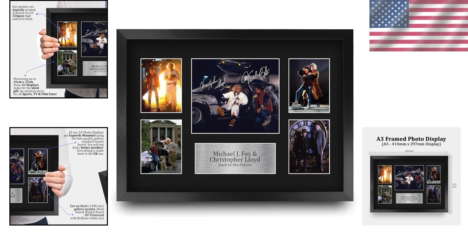 Michael J Fox, Christopher Lloyd — Back to the Future Movie Memorabilia 16x12 Signed Display, image 2
