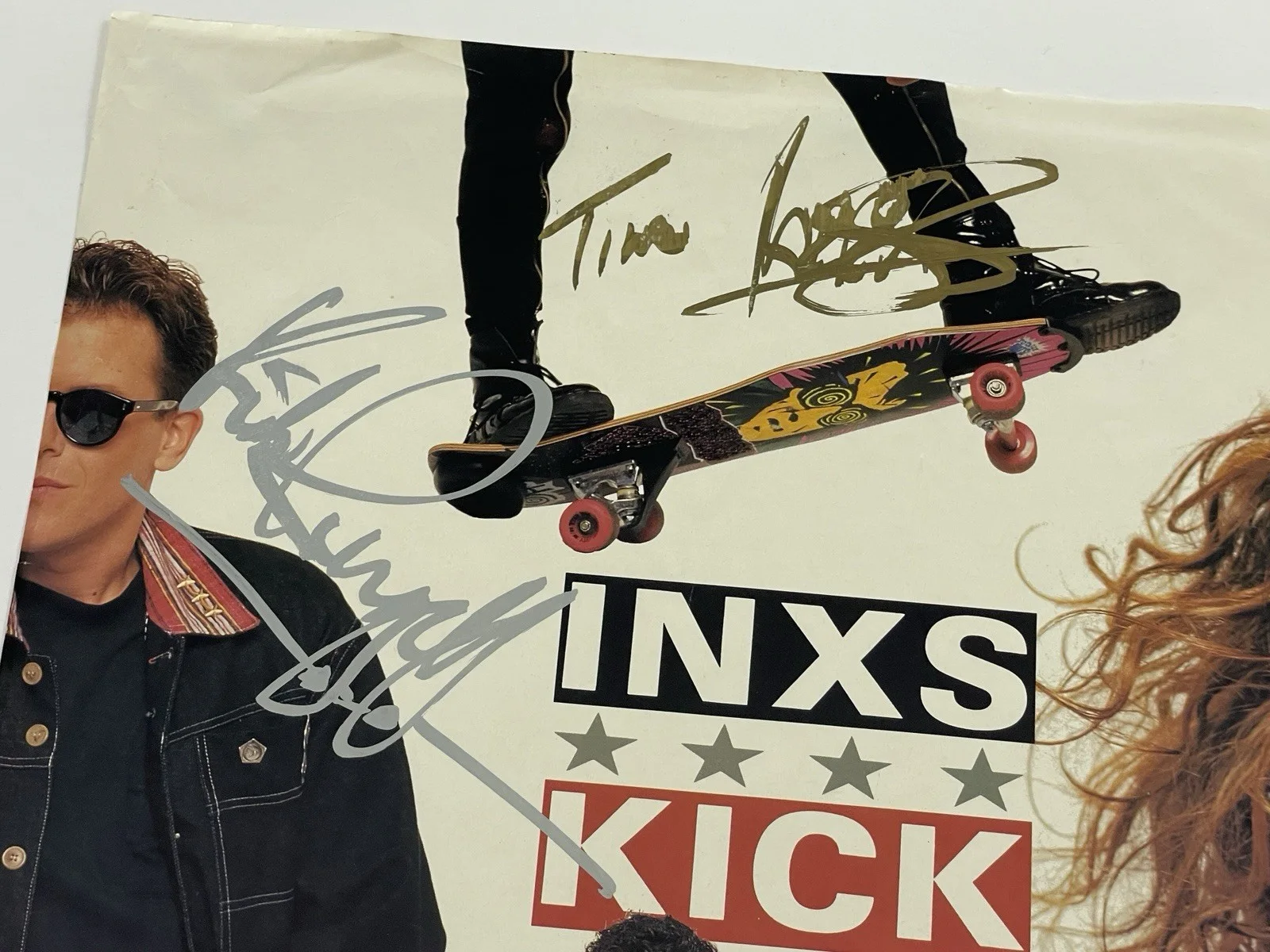 INXS Autographed Kick Poster Michael Hutchence Tim Farriss Kirk Pengilly Signed, image 2