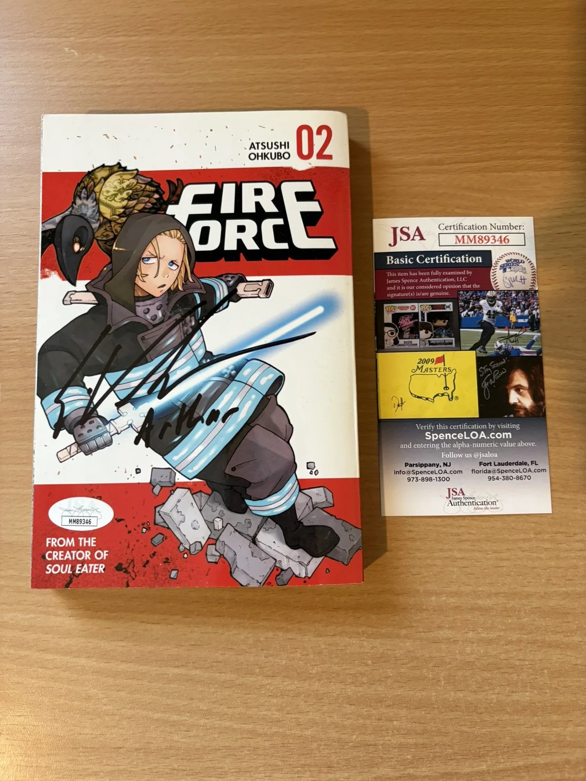 Eric Vale — Fire Force Manga Signed Arthur Eric Vale Anime Autograph Book JSA COA 346