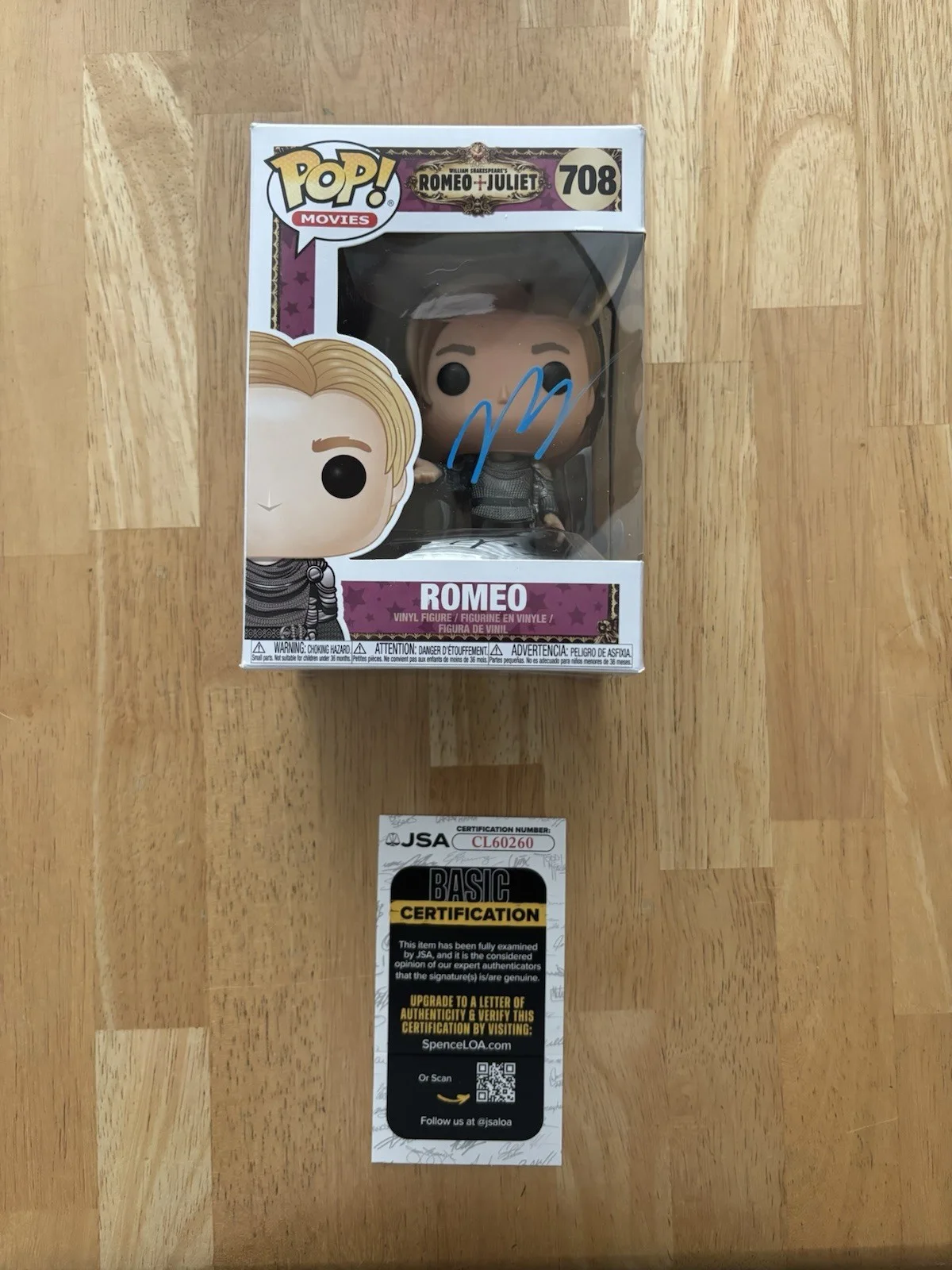 Leonardo DiCaprio — Leonardo DiCaprio Romeo & Juliet Signed Autographed #708 Funko Pop JSA Coa