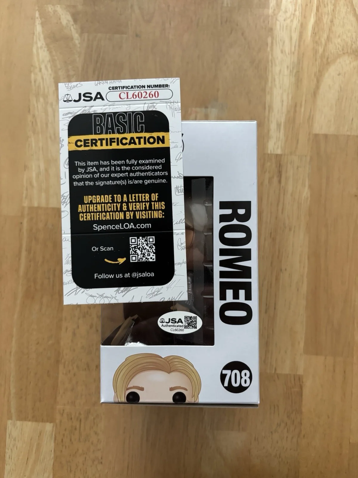 Leonardo DiCaprio — Leonardo DiCaprio Romeo & Juliet Signed Autographed #708 Funko Pop JSA Coa, изображение 3