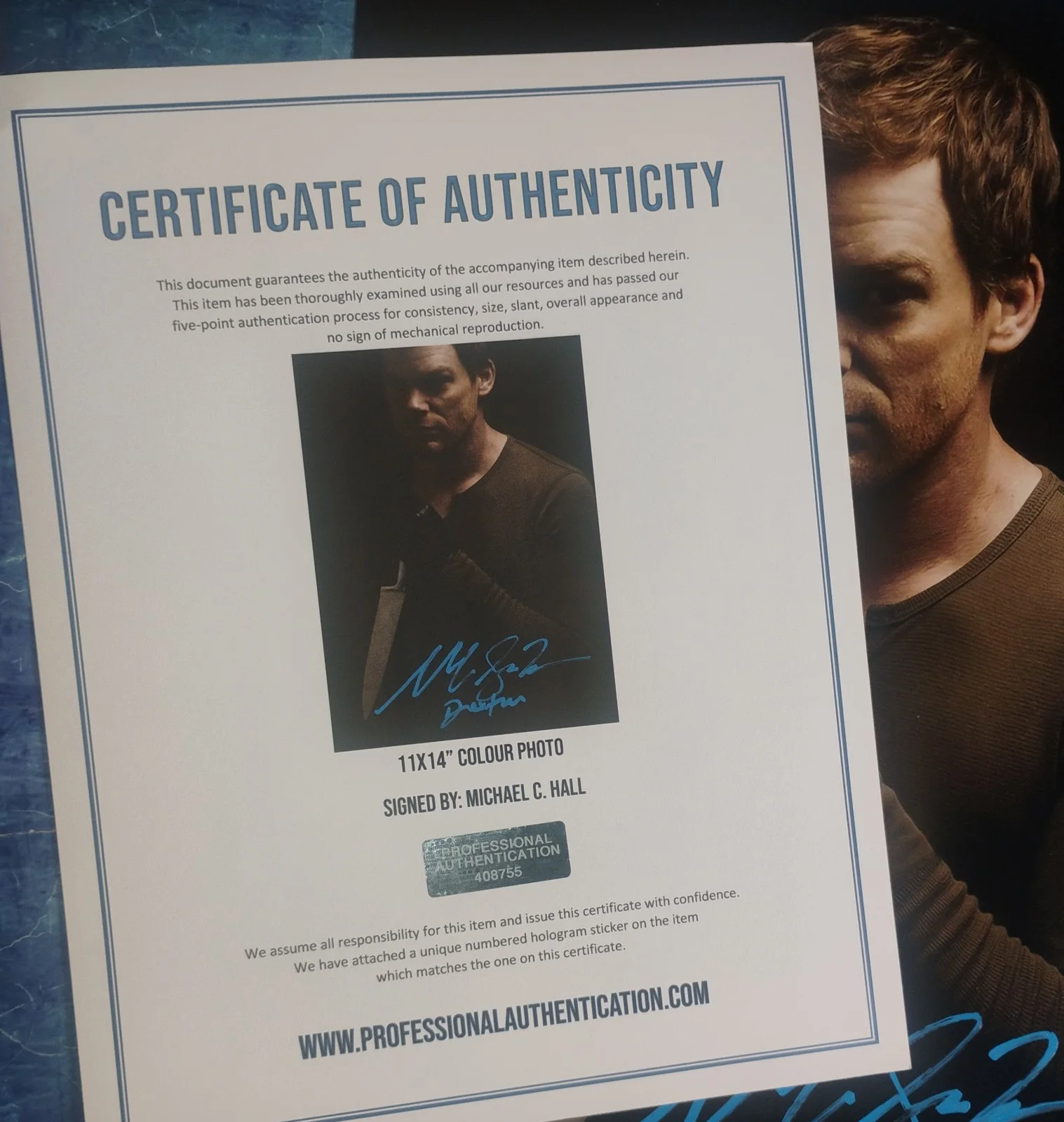 Michael C Hall Hand Signed Autograph 11x14 Photo COA Dexter NO US TARIFFS, image 4