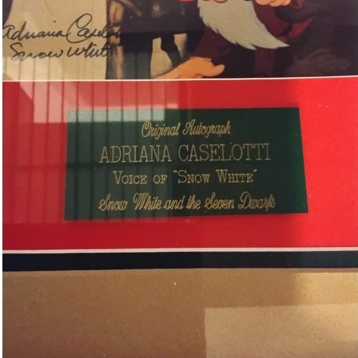 DISNEY ADRIANA CASELOTTI SIGNED VOICE ACTOR SNOW WHITE PRINT FRAMED W/COA 90s, изображение 2