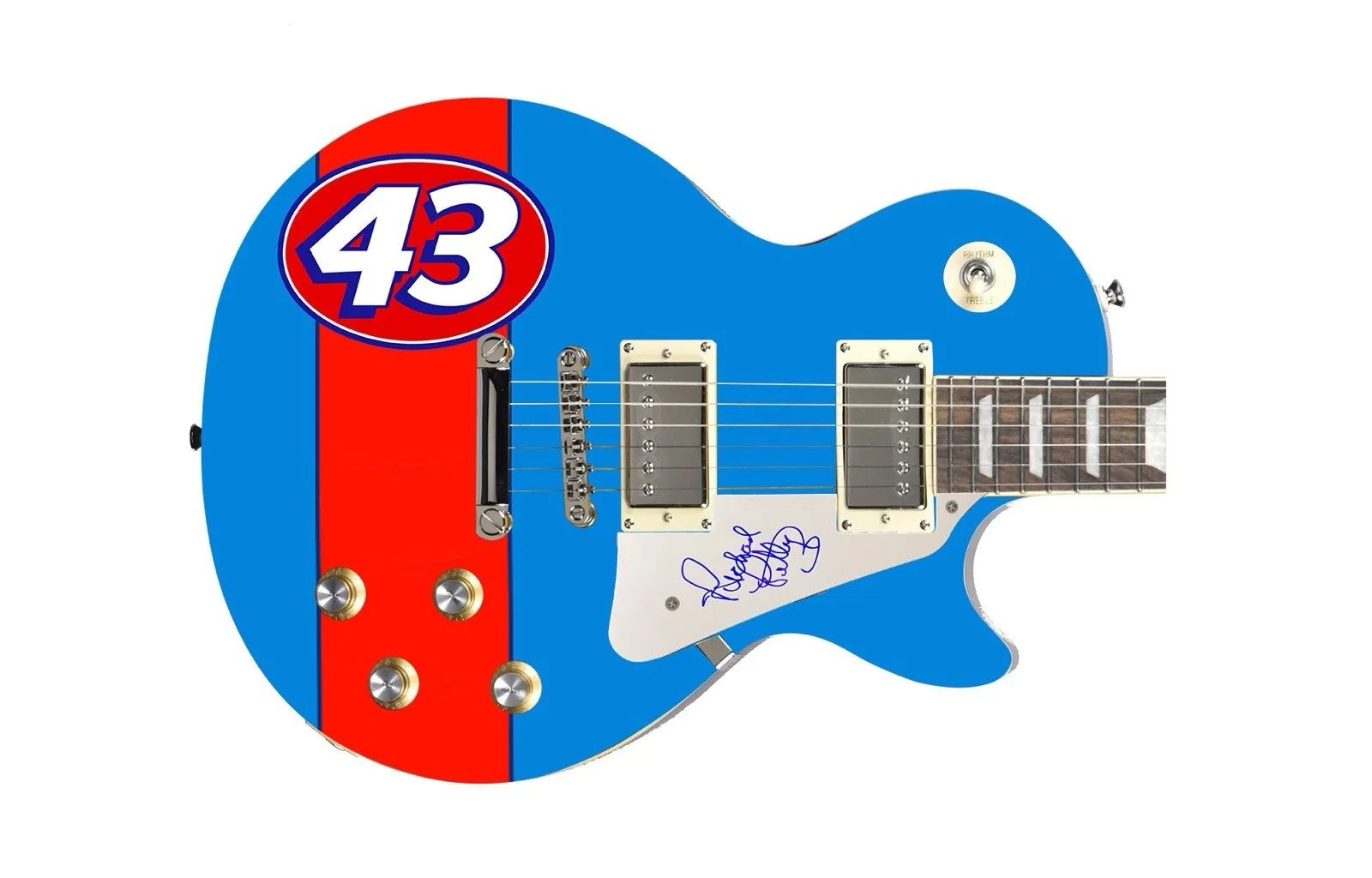 Richard Petty Signed Custom Graphics LP Style Guitar Rare, image 2