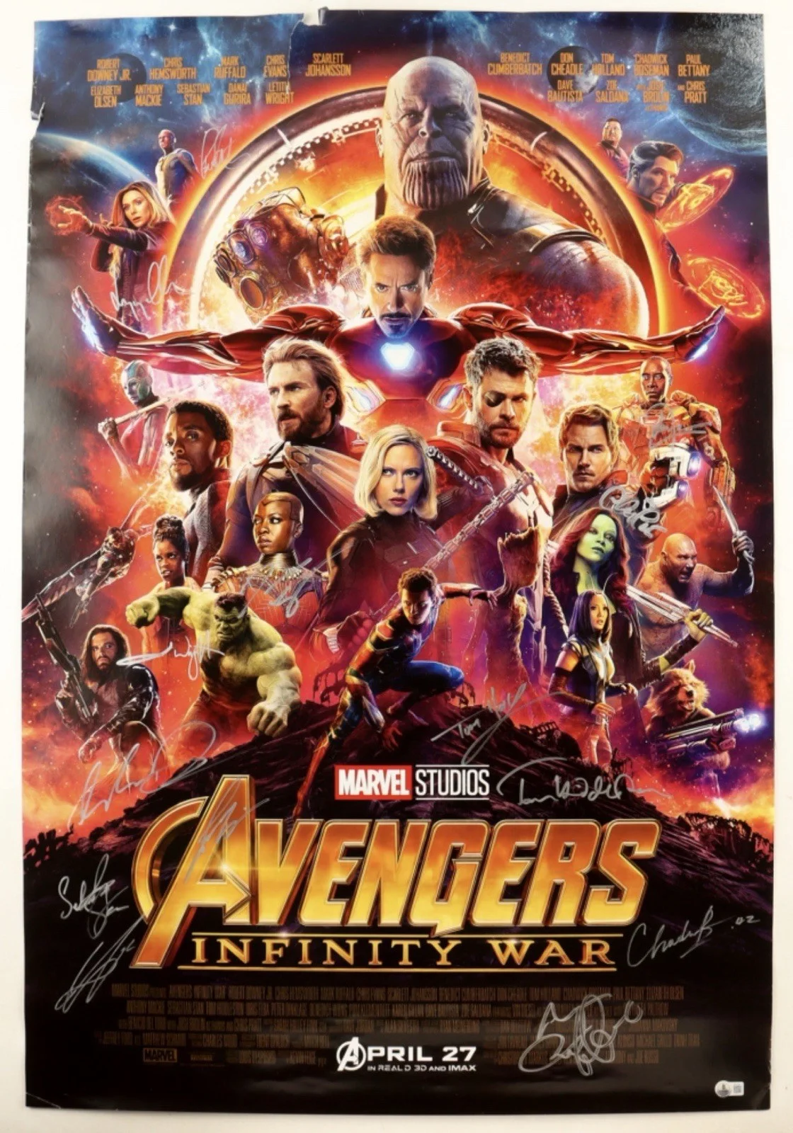 Tom Holland — "Avengers Infinity War" 27x40 Movie Poster Cast-Signed By (14) (Beckett)