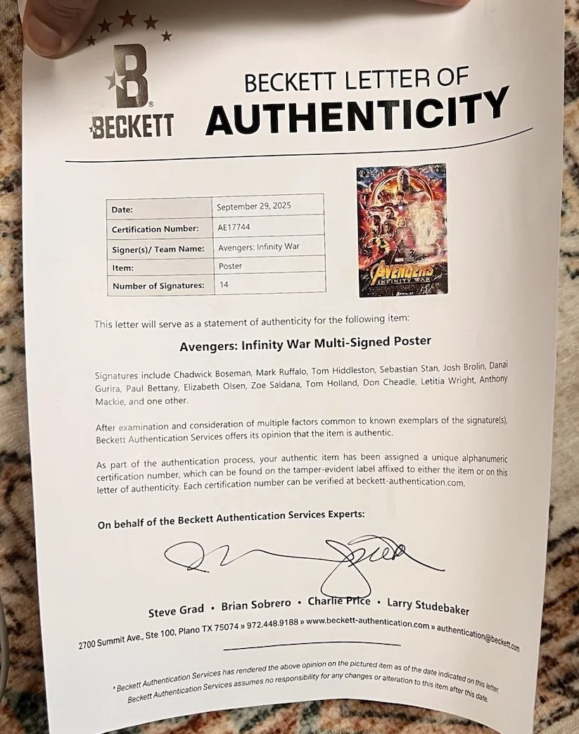 Tom Holland — "Avengers Infinity War" 27x40 Movie Poster Cast-Signed By (14) (Beckett), image 2