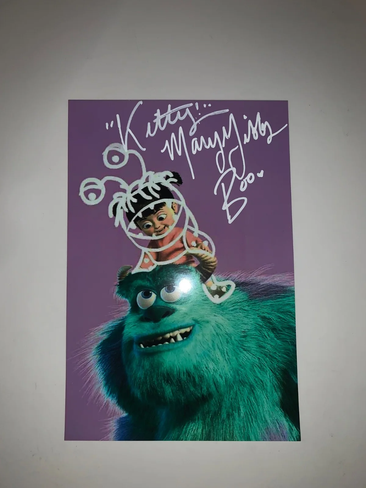Mary Gibbs — Mary Gibbs BOO Signed Autographed 6x4 in. Monsters Inc, Photo Inscribed "Kitty!”, изображение 2