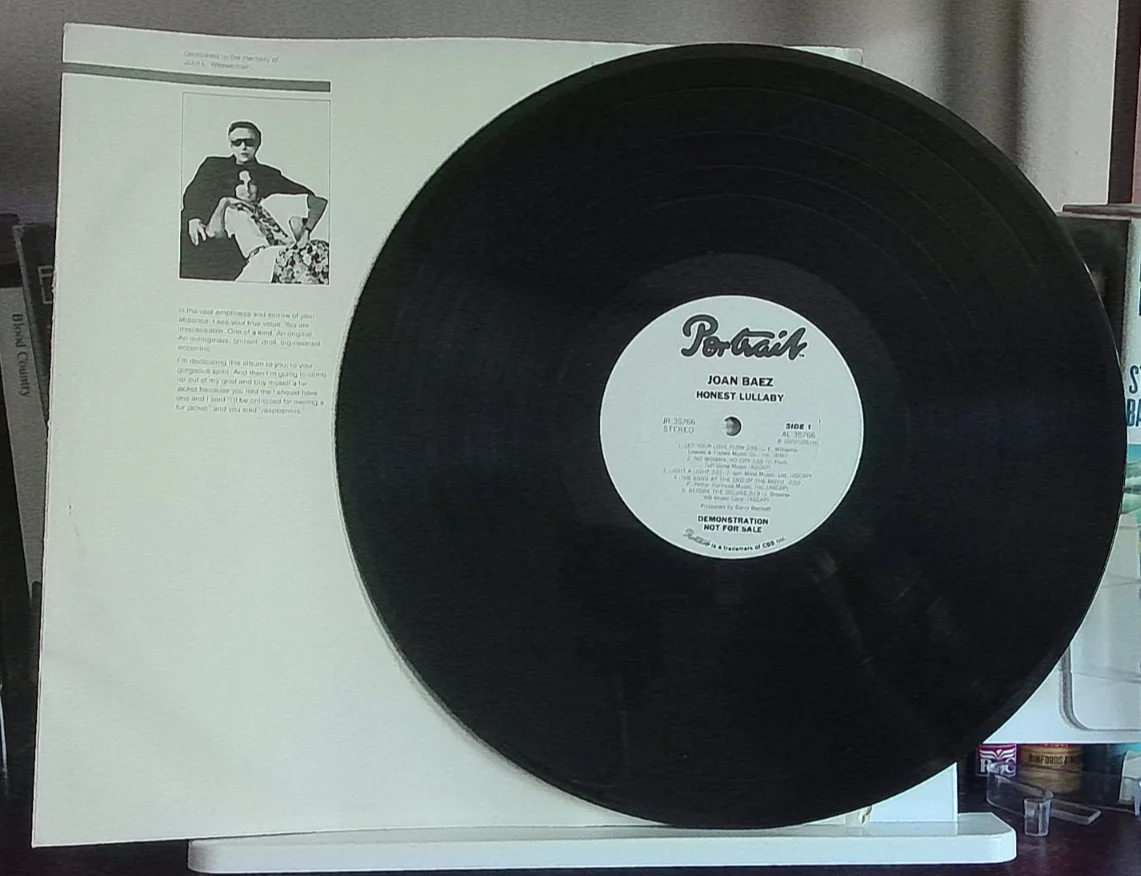 JOAN BAEZ~Signed HONEST LULLABY Album Promo LP, image 3