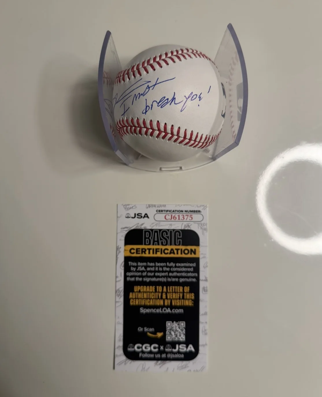 Dolph Lundgren — Dolph Lundgren Autographed Baseball Inscribed I Must Break You! Rocky JSA COA, image 2