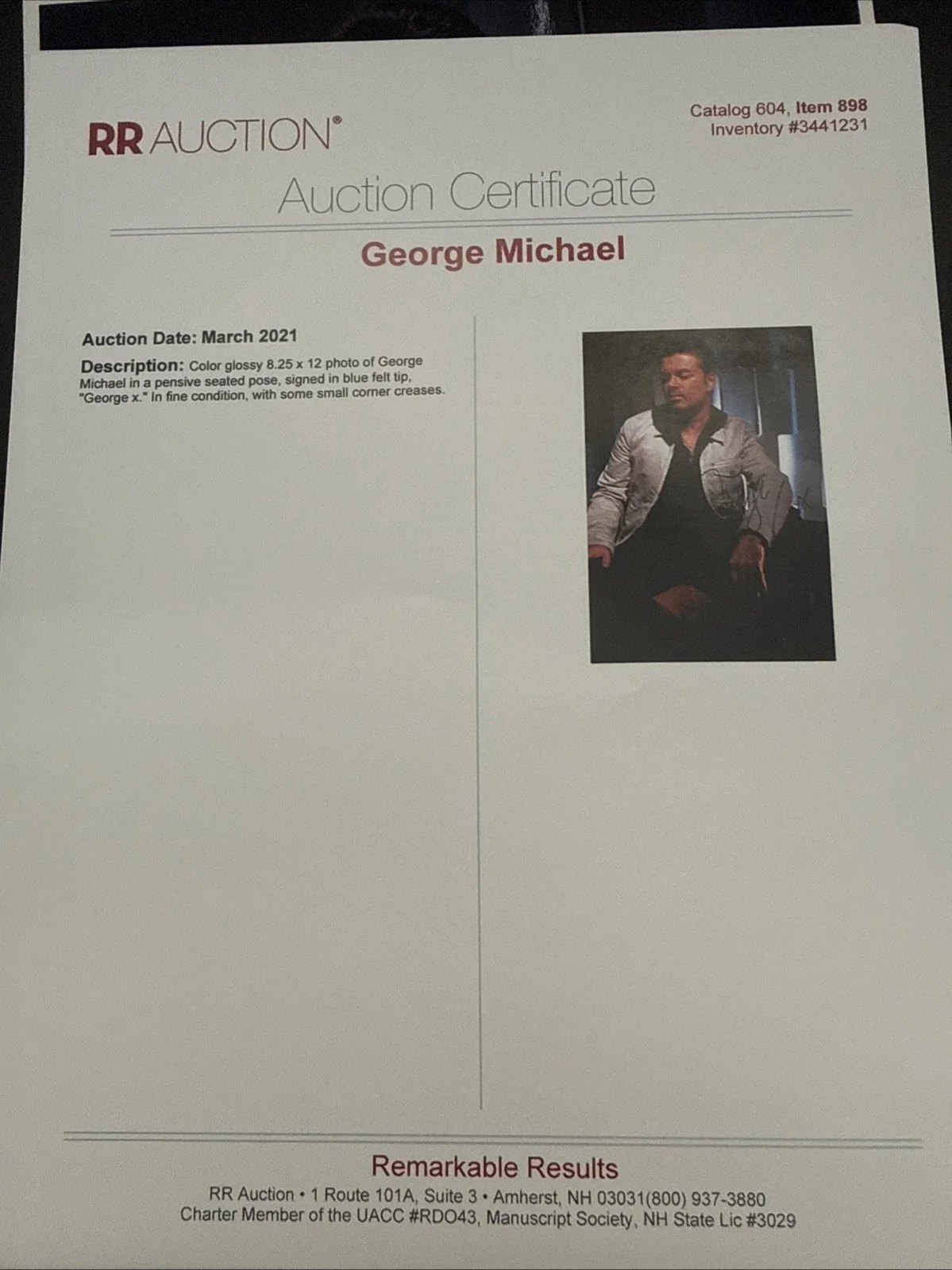 George Michael Of Wham Oversized Signed Photo COA ￼, image 2