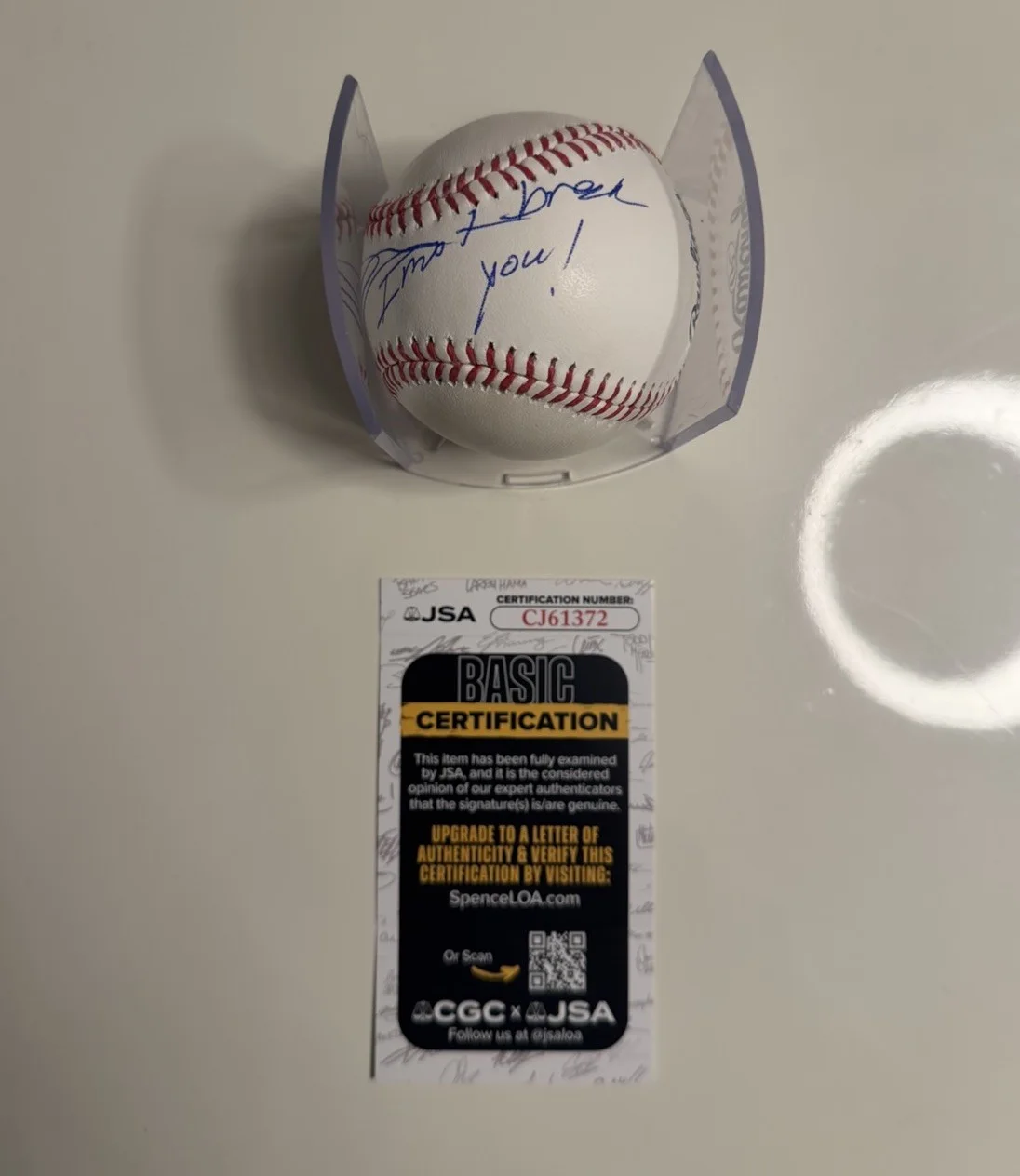 Dolph Lundgren — Dolph Lundgren Autographed Baseball Inscribed I Must Break You! Drago JSA COA, image 2