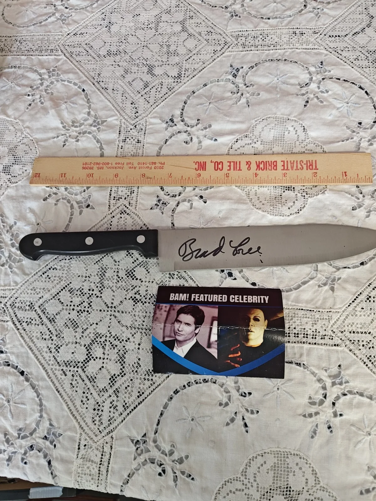 Brad Loree — Brad Loree signed real butcher knife Halloween Michael Myers BECKETT COA Bam Box
