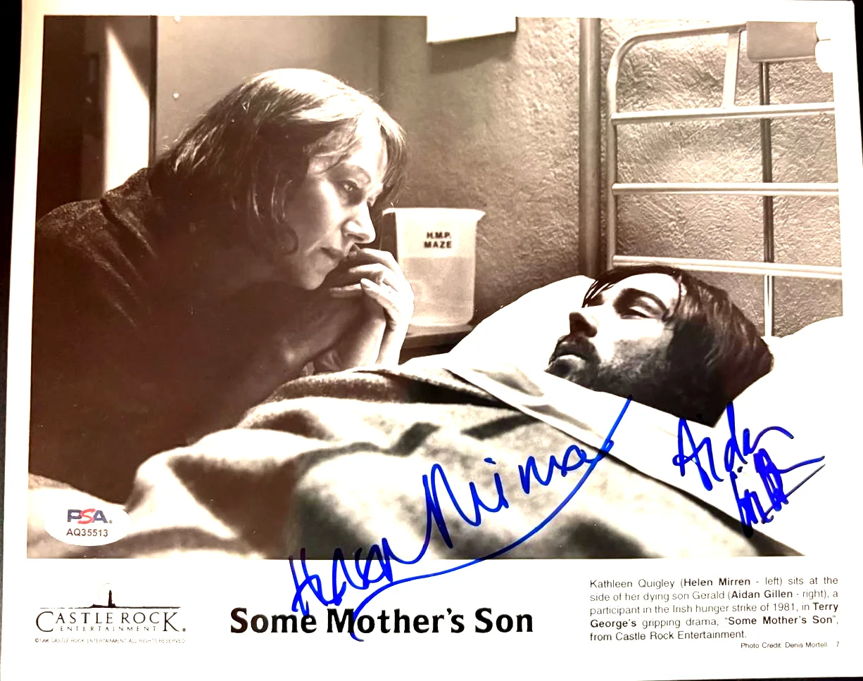 Aidan Gillen and Helen Mirren — AIDAN GILLEN & HELEN MIRREN SIGNED AUTOGRAPHED 8X10 PHOTO SOME MOTHERS SON PSA