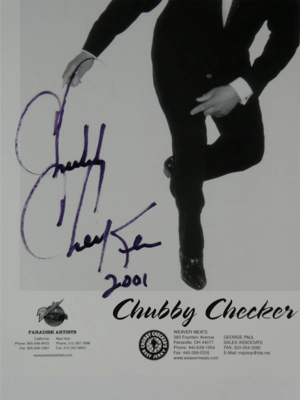 Chubby Checker Signed 8x10 B&W Photo Autographed, image 2