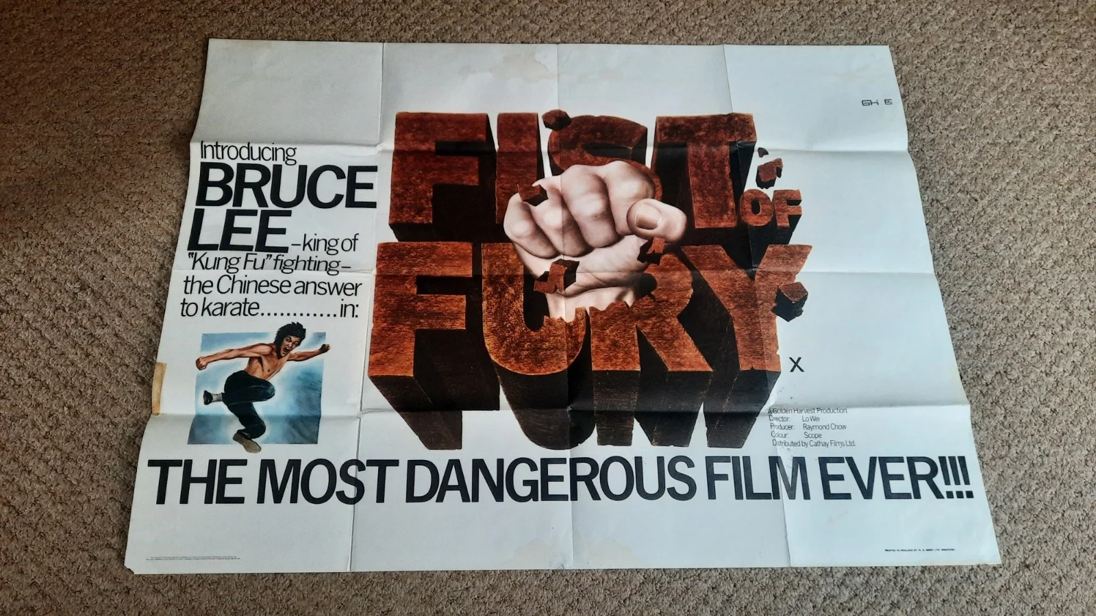 Fist of Fury Original Quad Cinema Poster 1972 Bruce Lee, изображение 2
