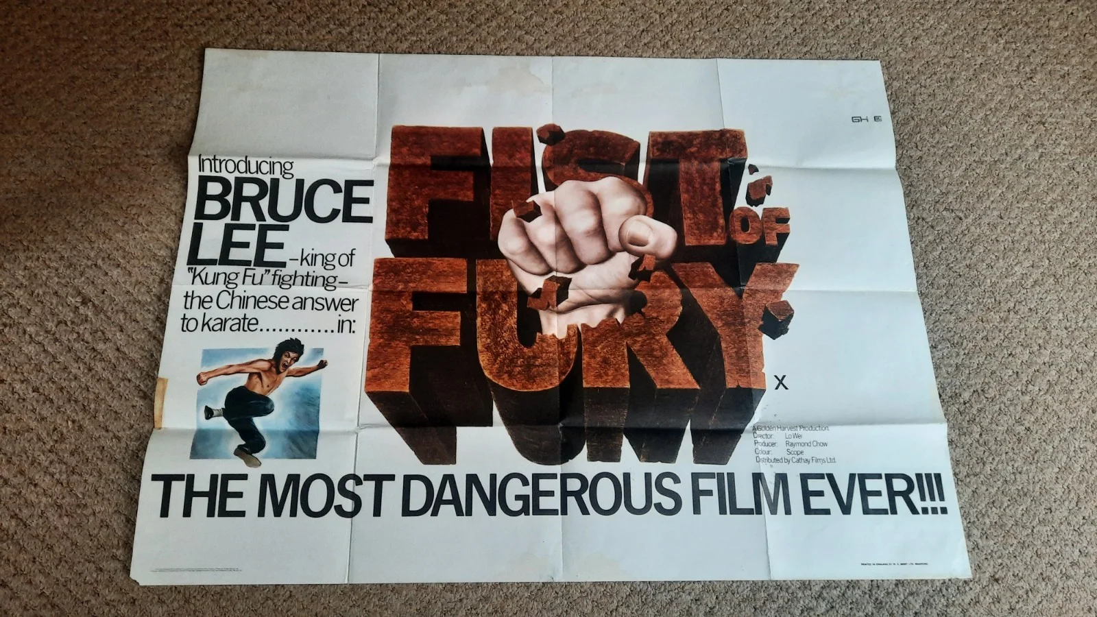 Fist of Fury Original Quad Cinema Poster 1972 Bruce Lee, изображение 4