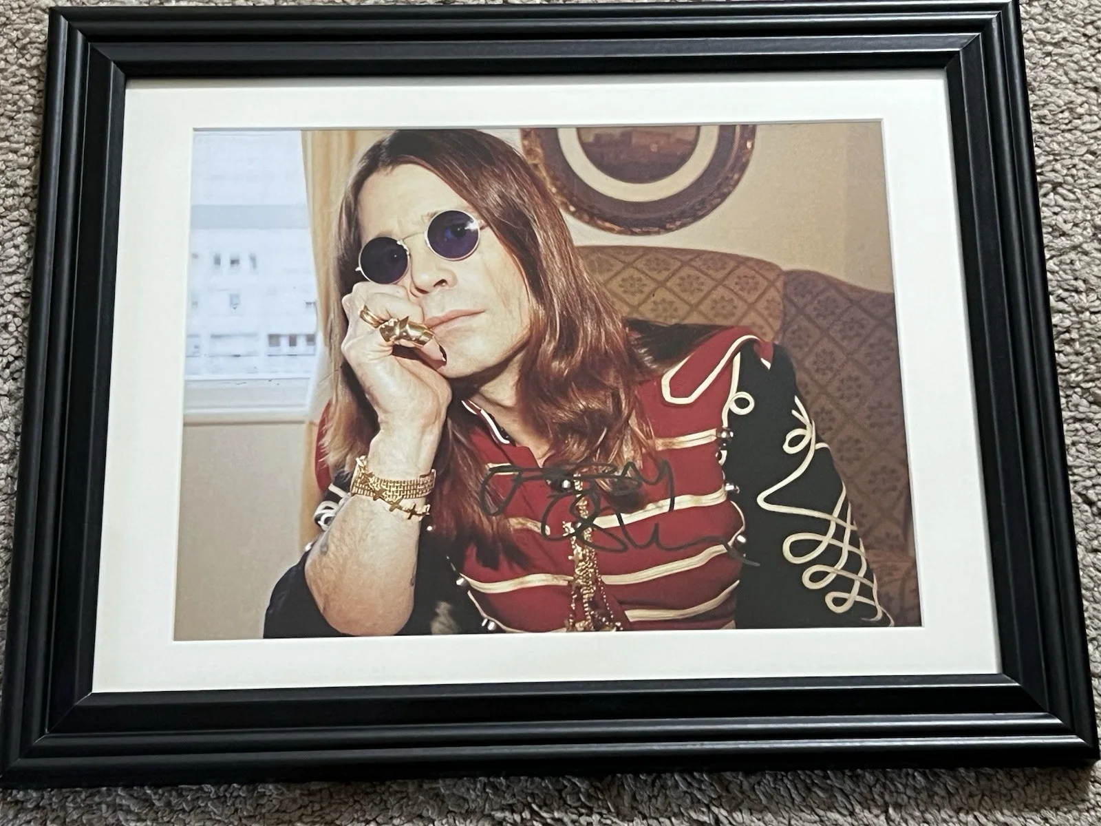 OZZY OSBOURNE Autographed signed 8 X 11.5 photo Framed Rock Legend Black Sabbath, image 2