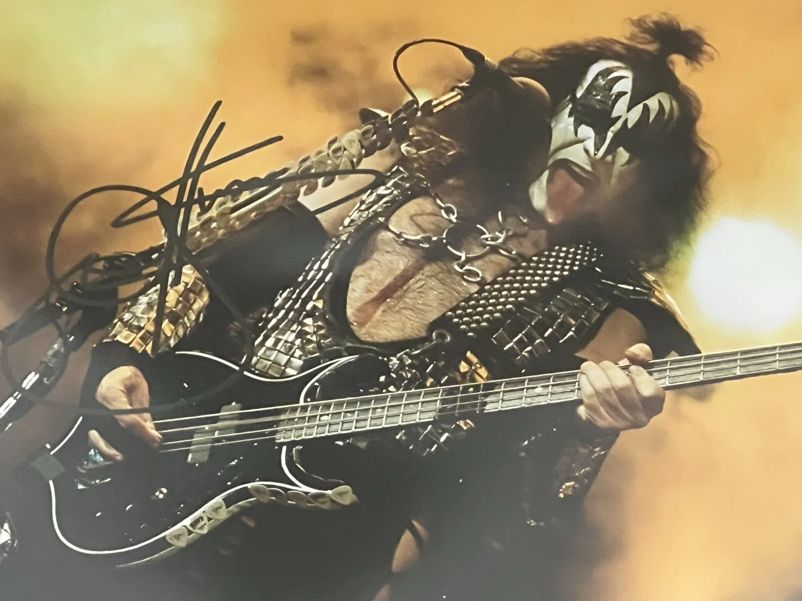 GENE SIMMONS Autographed signed 8 X 11.5 photo Fully Framed KISS Rock & Roll, image 2
