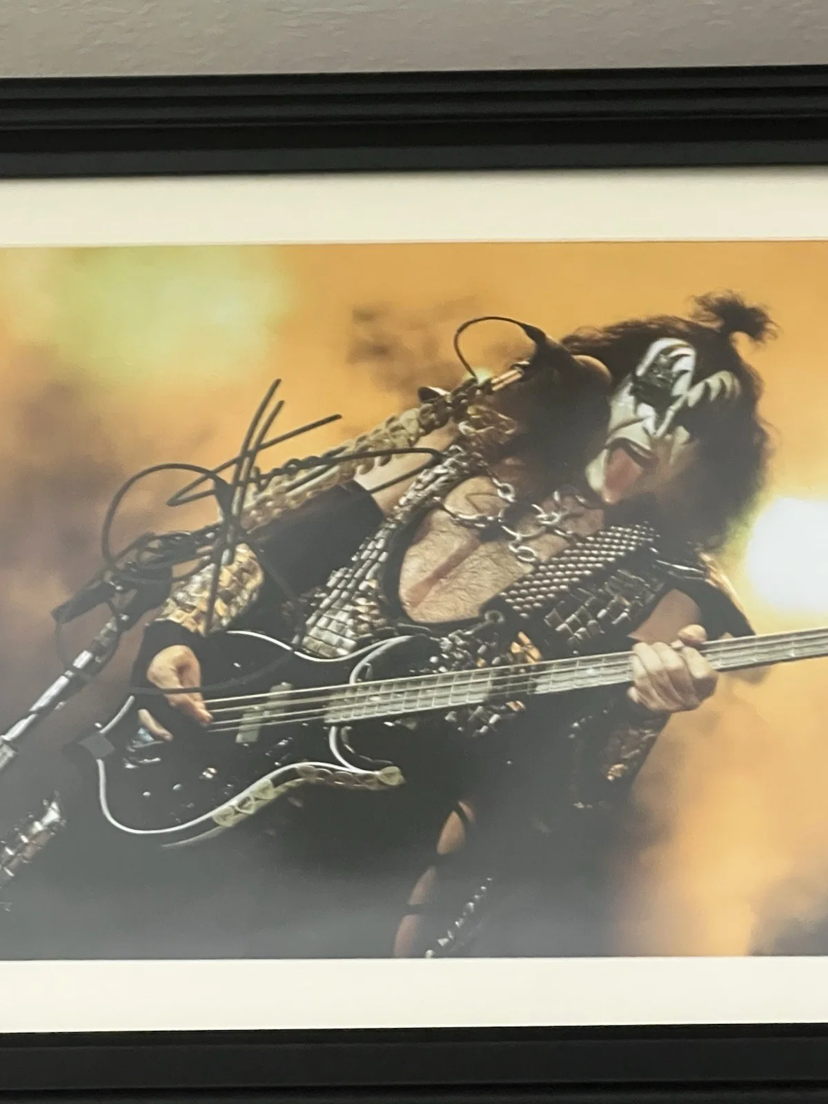 GENE SIMMONS Autographed signed 8 X 11.5 photo Fully Framed KISS Rock & Roll, image 3