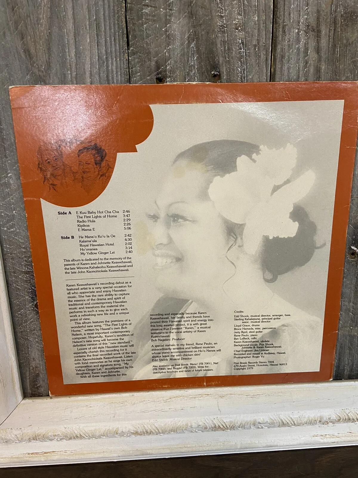 Karen Keawehawaii 1979 Signed Autographed 33 LP Record Cover Only, изображение 2