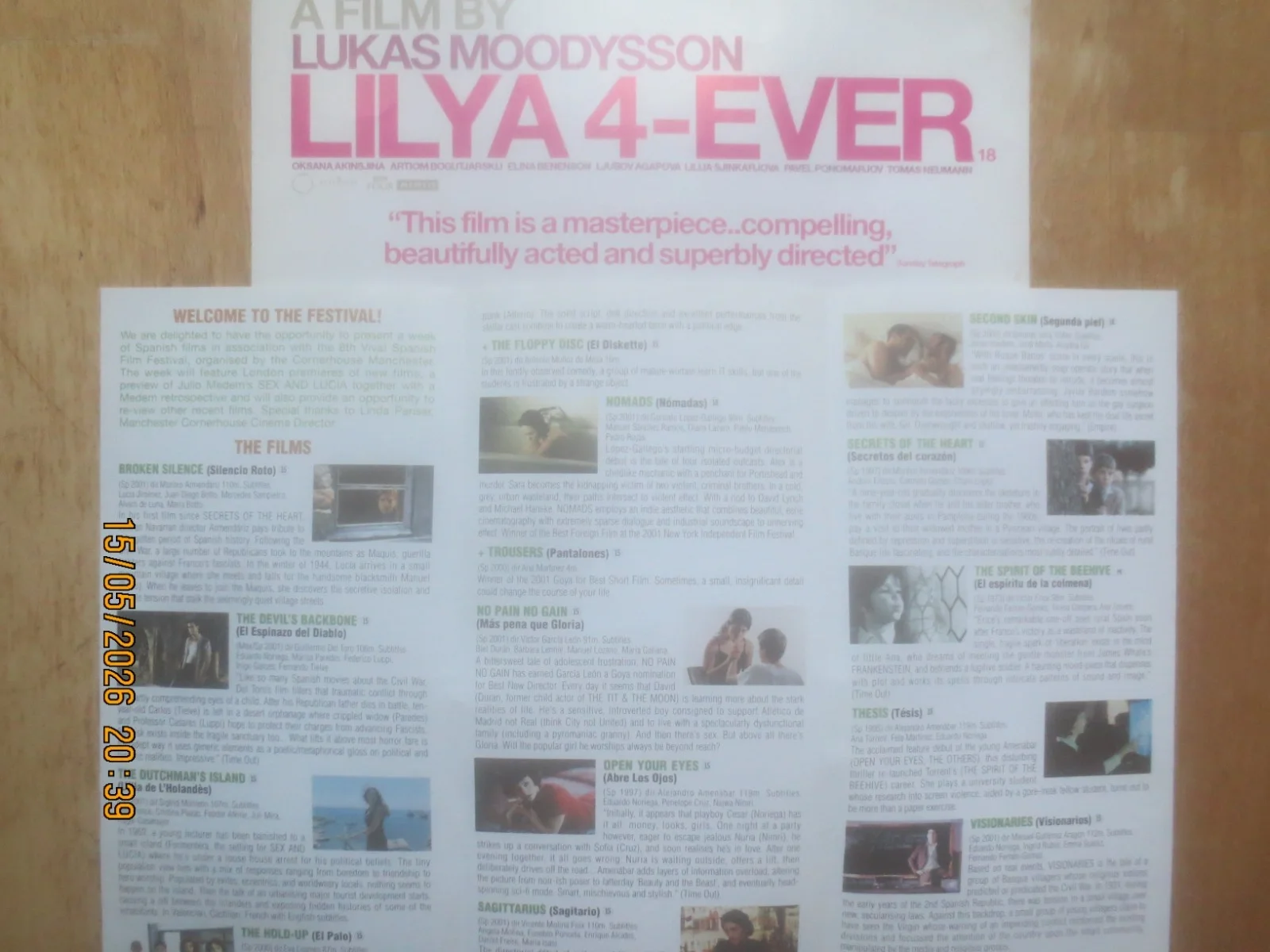 Spanish Film Week 2002 & Lilya 4-Ever Movie Cinema Leaflets / Guides x2, изображение 2