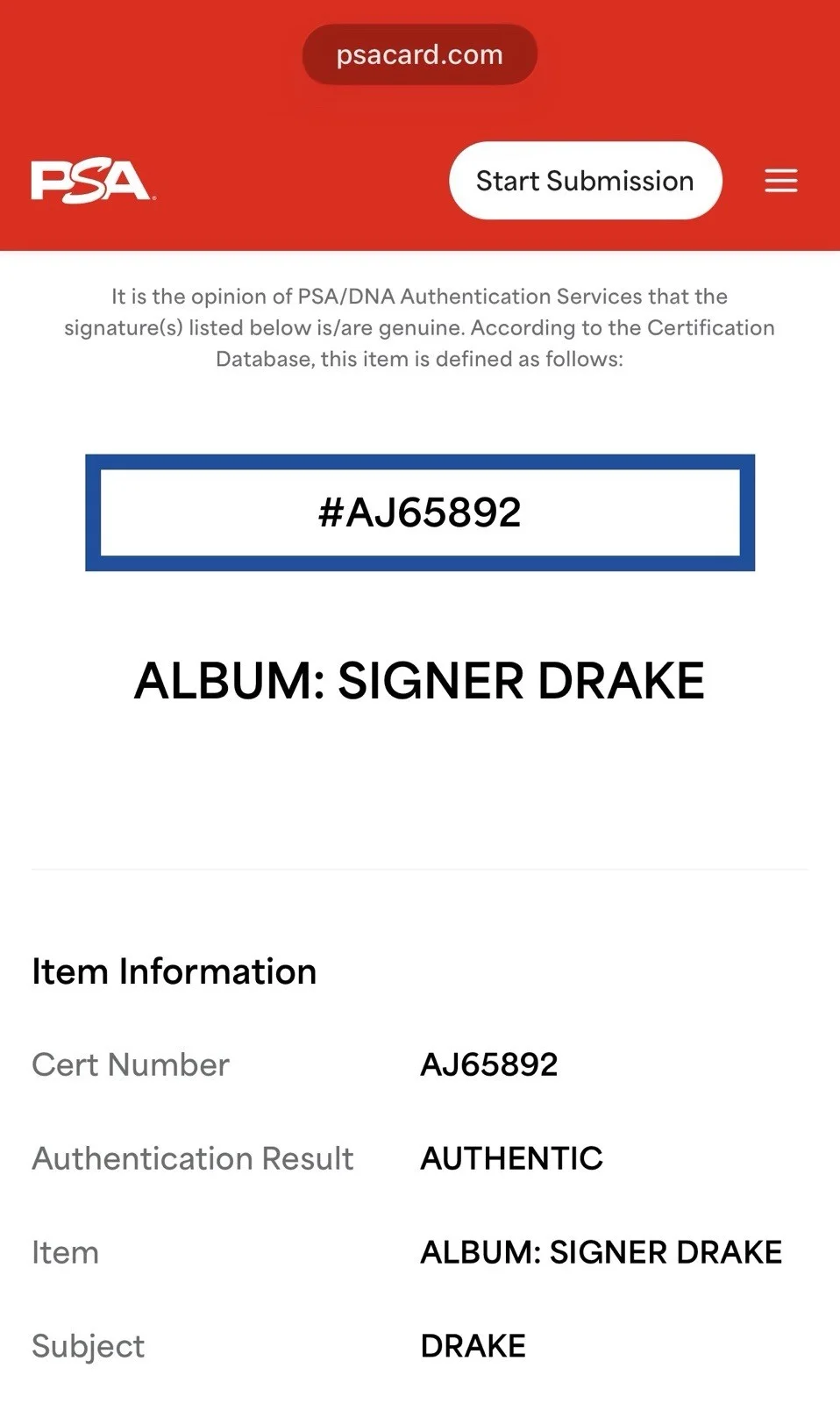 Drake (PSA/DNA) Autographed Vinyl Authenticated Views Take Care CLB Ice Man, изображение 2