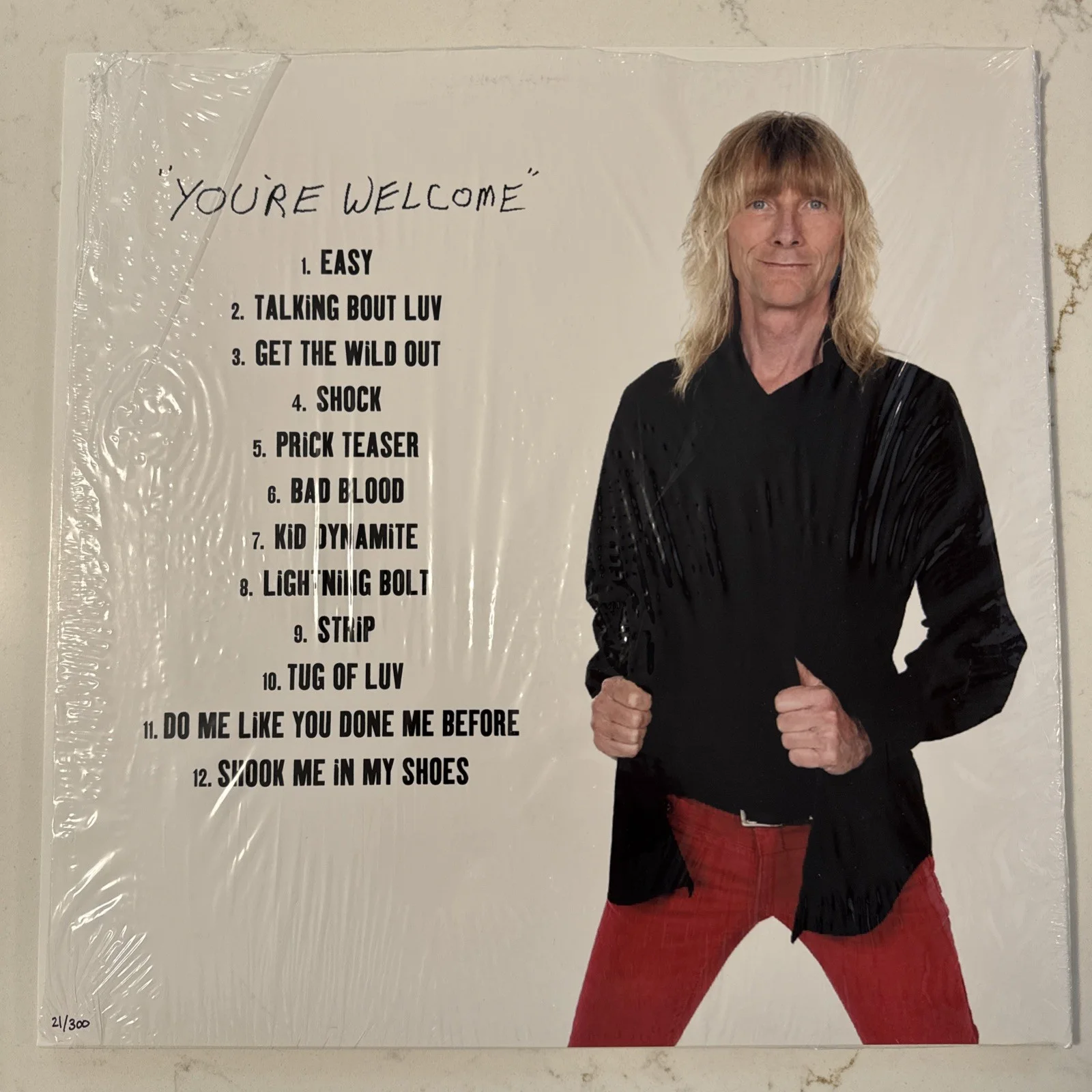 SIGNED STEVE WHITEMAN KIX YOU’RE WELCOME WHITE VINYL LP HYPE STICKERS NEW #21, изображение 3