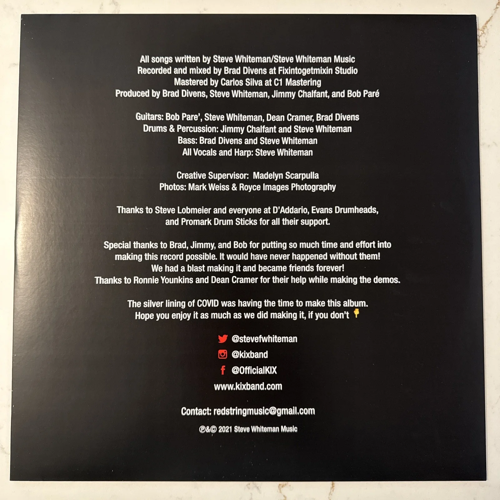 SIGNED STEVE WHITEMAN KIX YOU’RE WELCOME WHITE VINYL LP HYPE STICKERS NEW #21, изображение 5