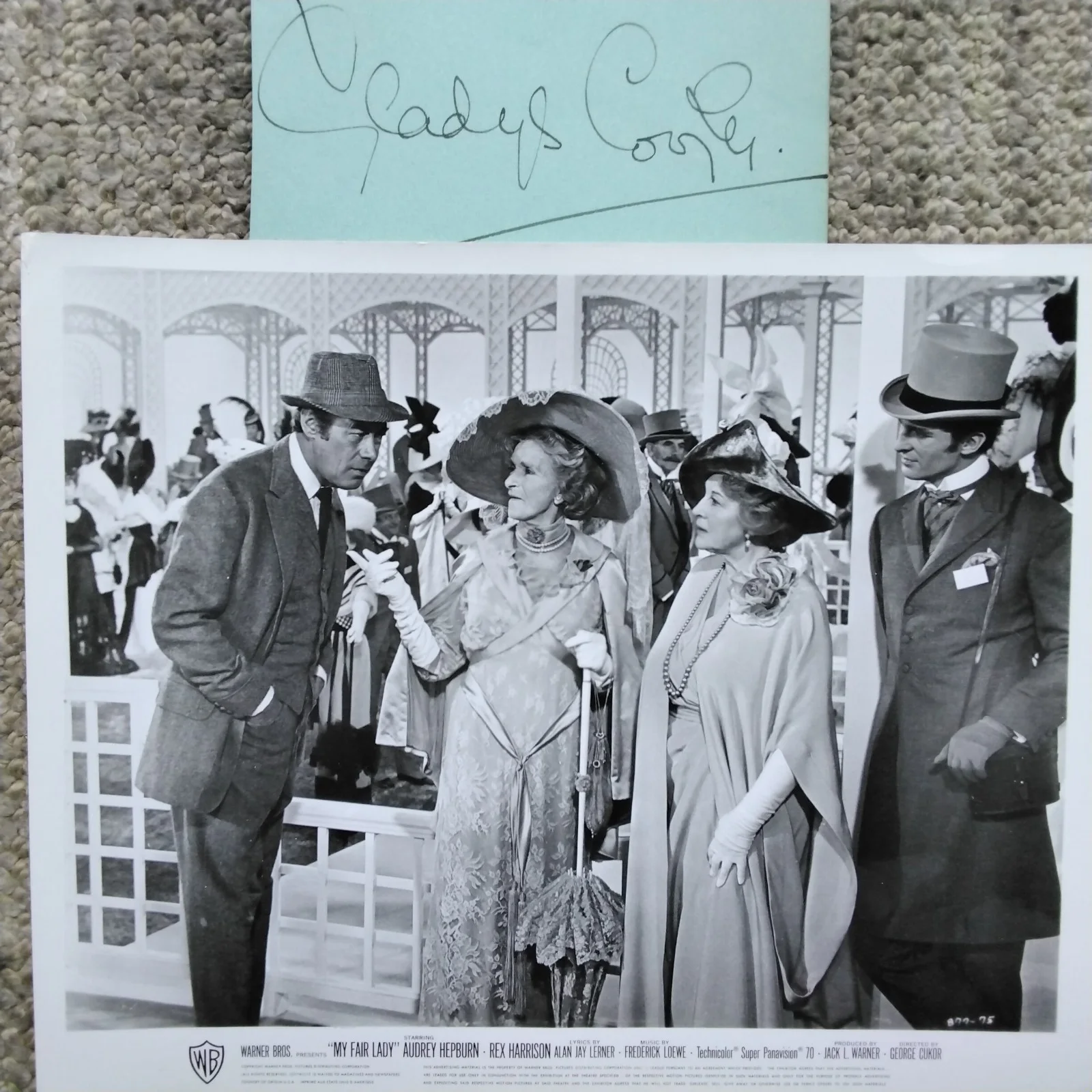 Gladys Cooper SIGNED Paper Photo 40s Movie Actress Now Voyager My Fair Lady Rex, изображение 2