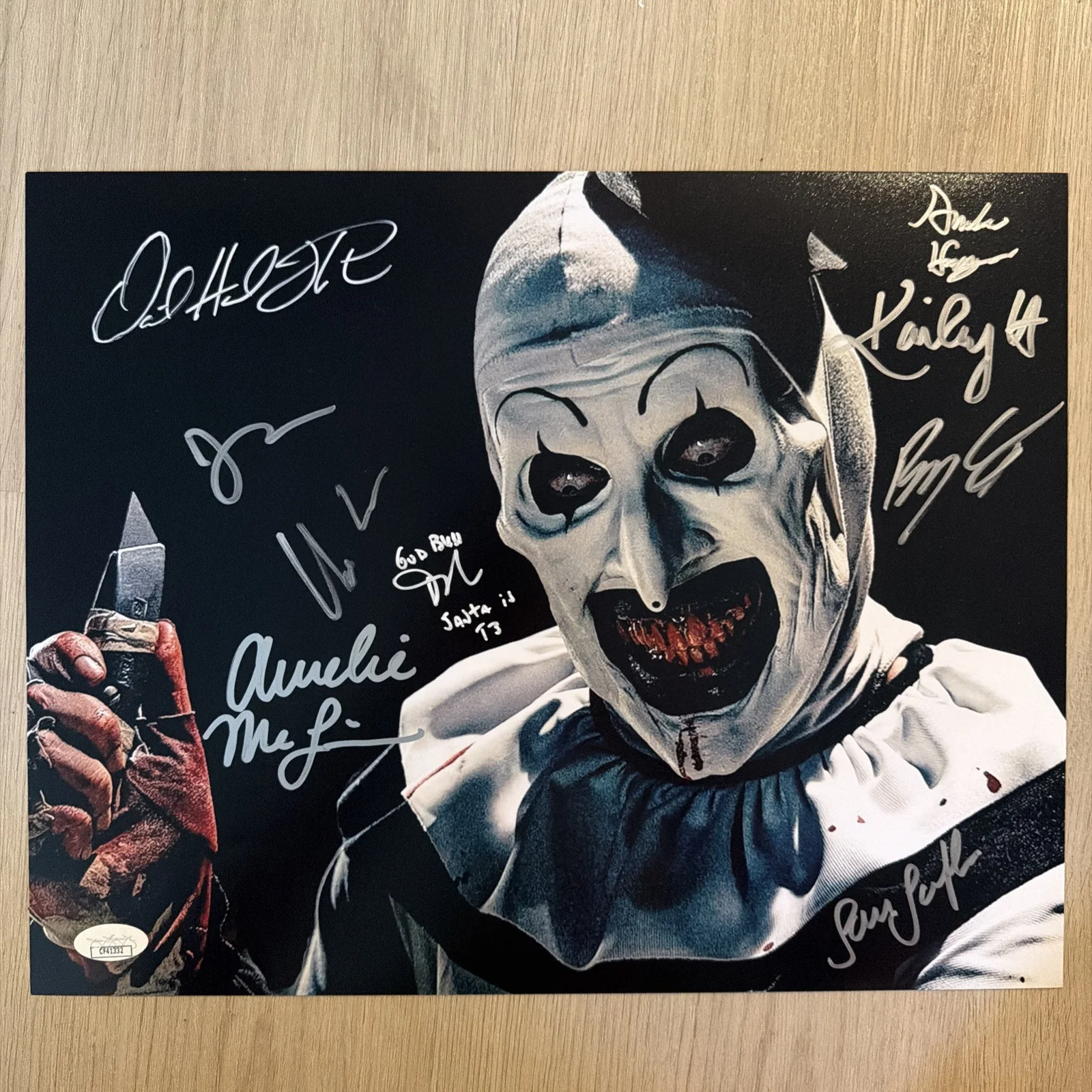 Terrifier cast signed 11x14 JSA signed by 9 David Howard Thornton Autograph, image 2