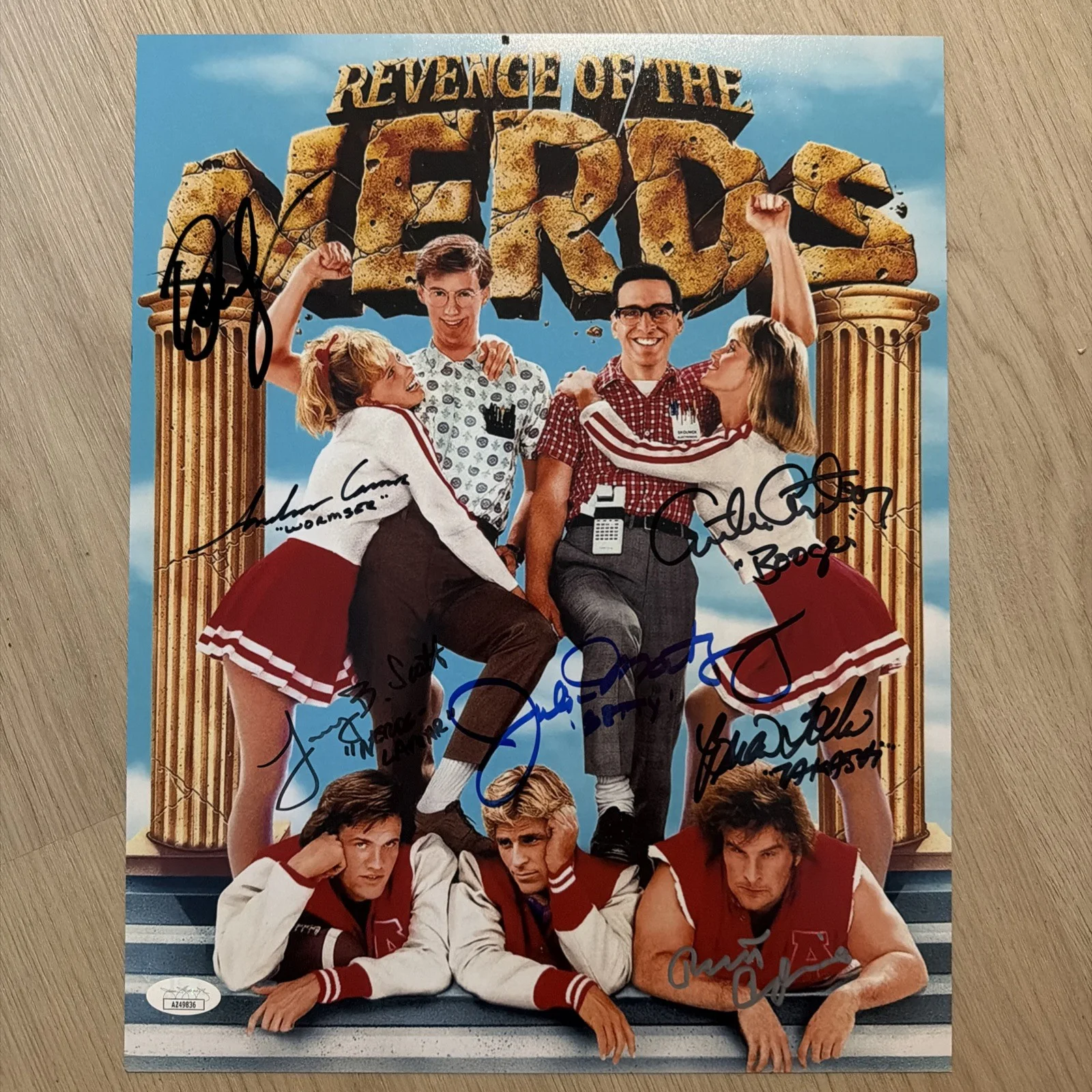 Revenge Of The Nerds cast signed 11x14 JSA Signed by 7 Lambda Lambda Lambda, image 2
