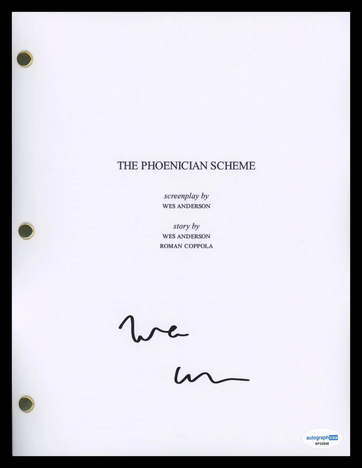 Wes Anderson — Wes Anderson "The Phoenician Scheme" AUTOGRAPH Signed Script Screenplay ACOA