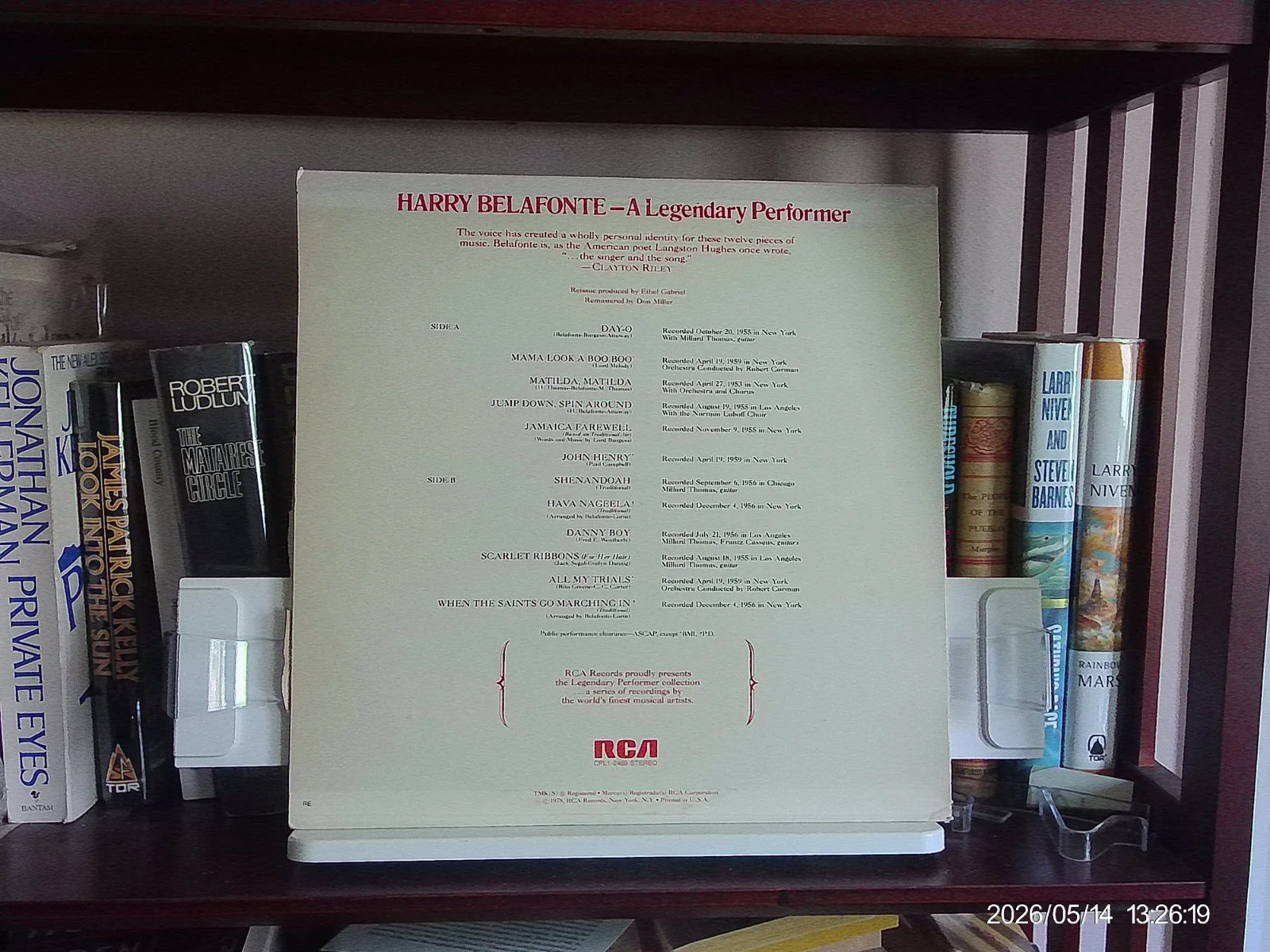 Harry Belafonte Signed -A Legendary Performer-LP w/CoA CPL 1-2469 stereo, изображение 5
