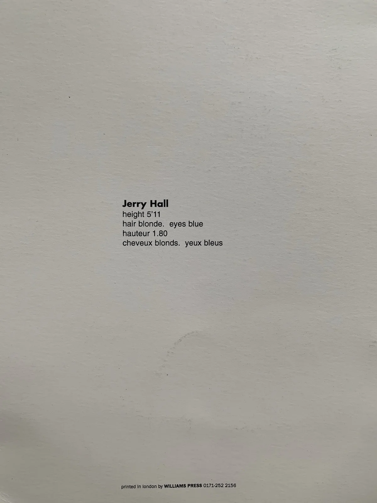 JERRY HALL LEGENDARY SUPERMODEL - ORIGINAL *HAND SIGNED* PHOTO CARD 15cm x 21cm, изображение 3