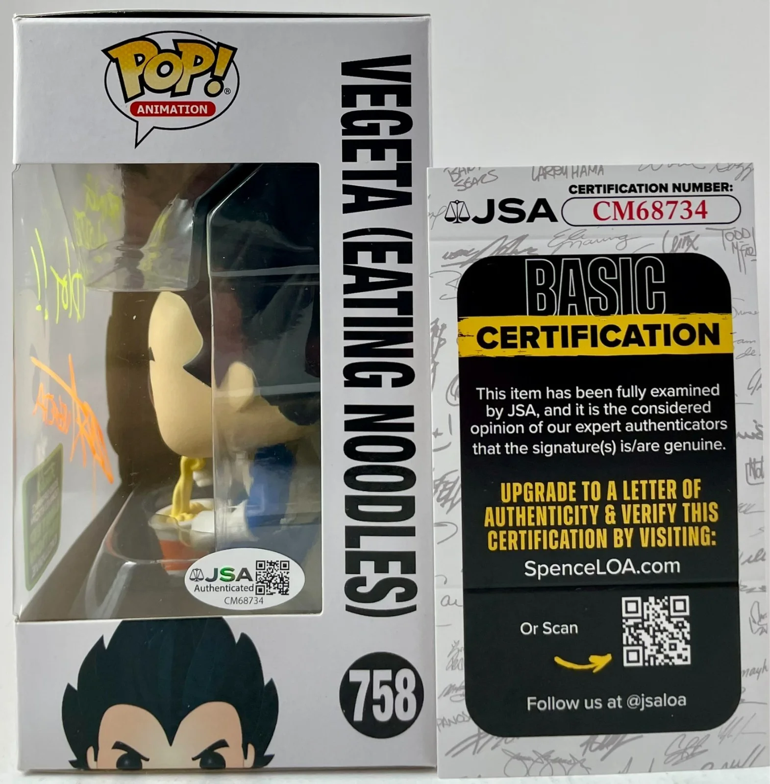 Chris Sabat — Chris Sabat Signed Dragon Ball Z Vegeta Eating Noodles Funko POP! Vinyl JSA COA, изображение 3