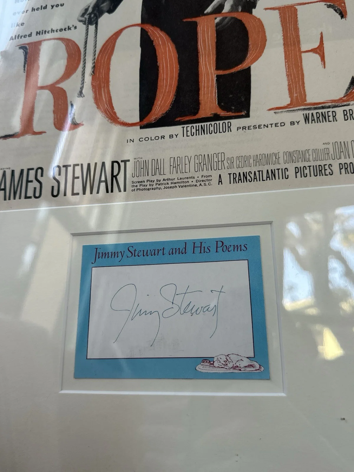 Jimmy Stewart Signed Framed 11x14 Rope Poster Autograph, изображение 2