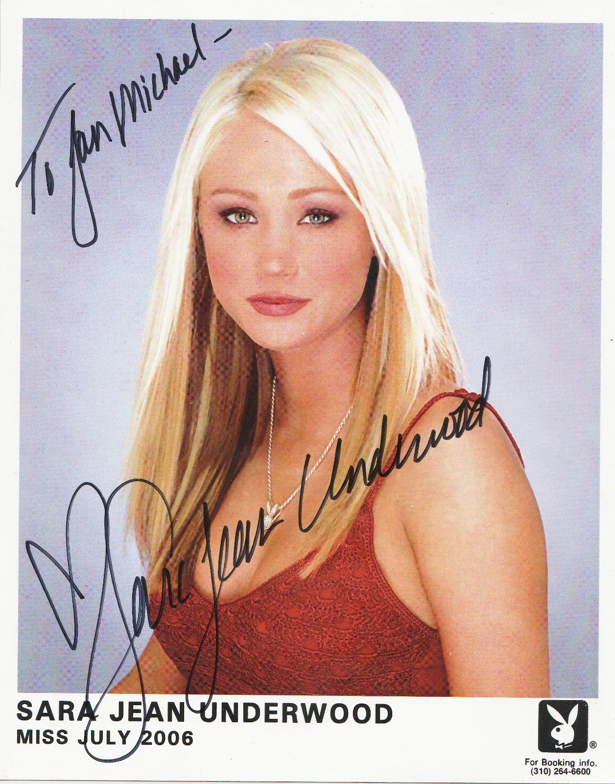 Sara Jean Underwood — Playboy promotional autographed photo 8x10, MISS JULY 2006 Sara Underwood
