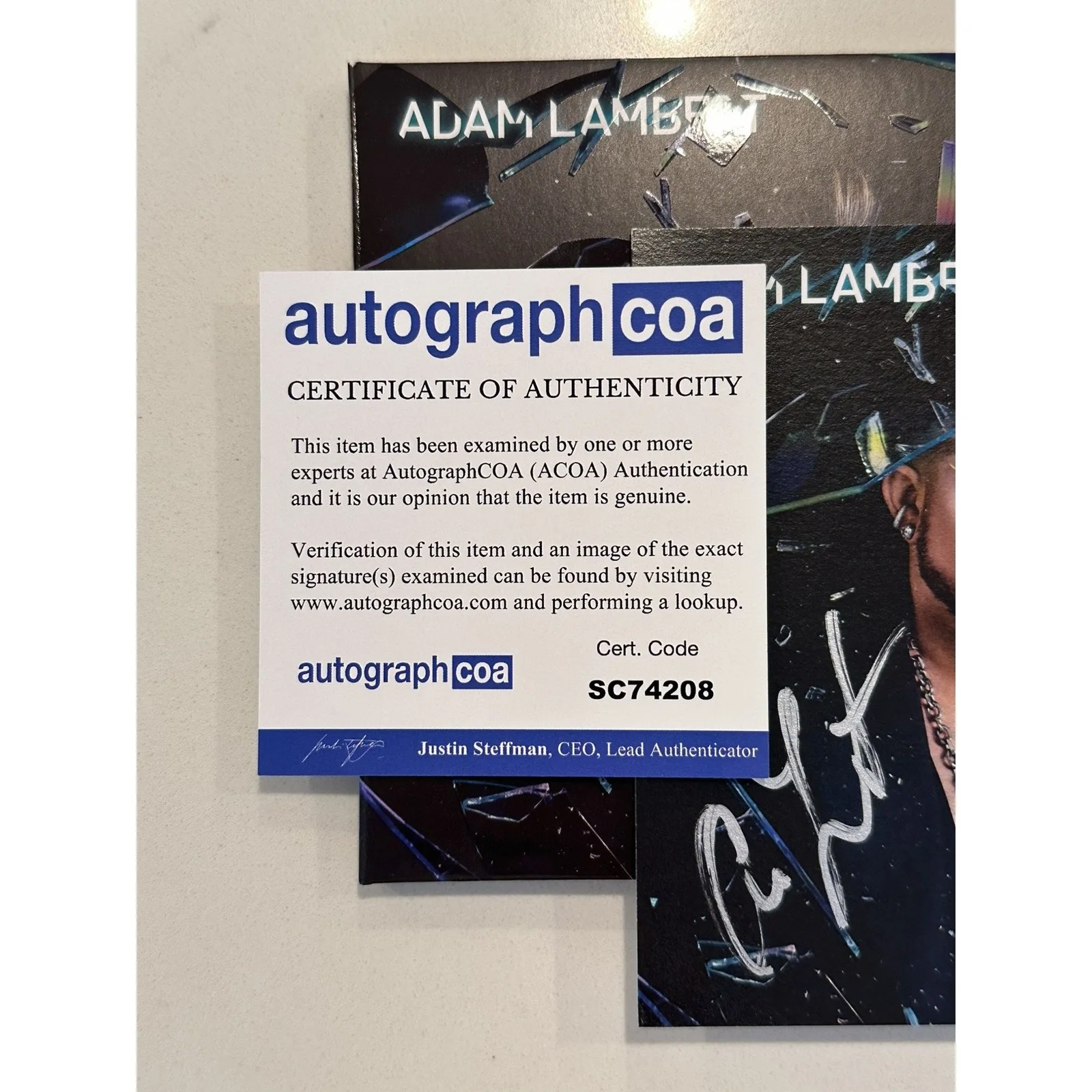 Adam Lambert - COA High Drama Cd with Signed / Autographed Art card ACOA, image 2