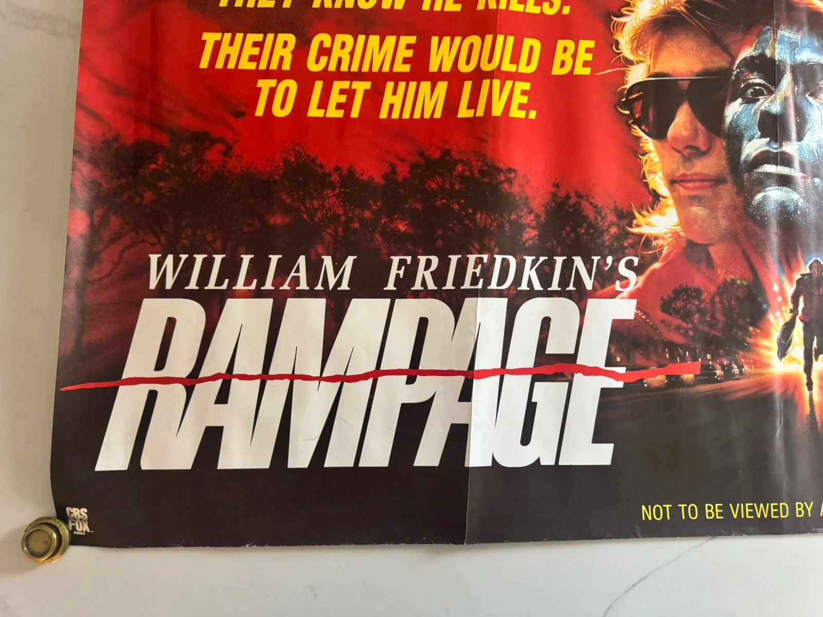 Rampage (1987) Promo Video Shop Movie Poster - A1 - RARE rolled, изображение 3
