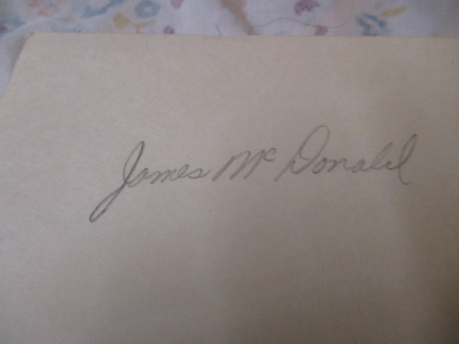 JAMES MCDONALD AUTOGRAPHED INDEX CARD, image 2