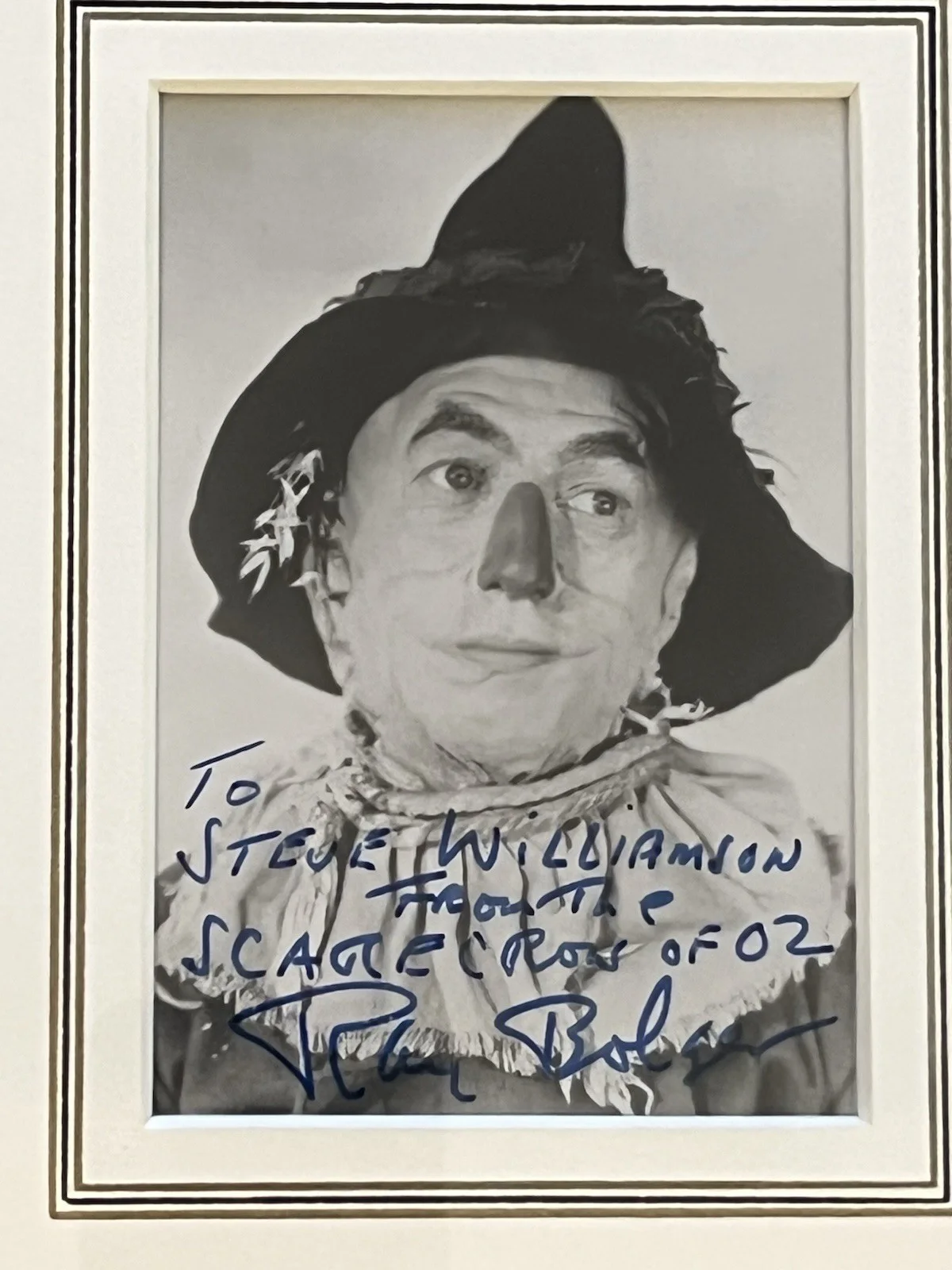 RAY BOLGER — Framed Signed Publicity Photograph of Ray Bolger - Wizard of Oz Scarecrow