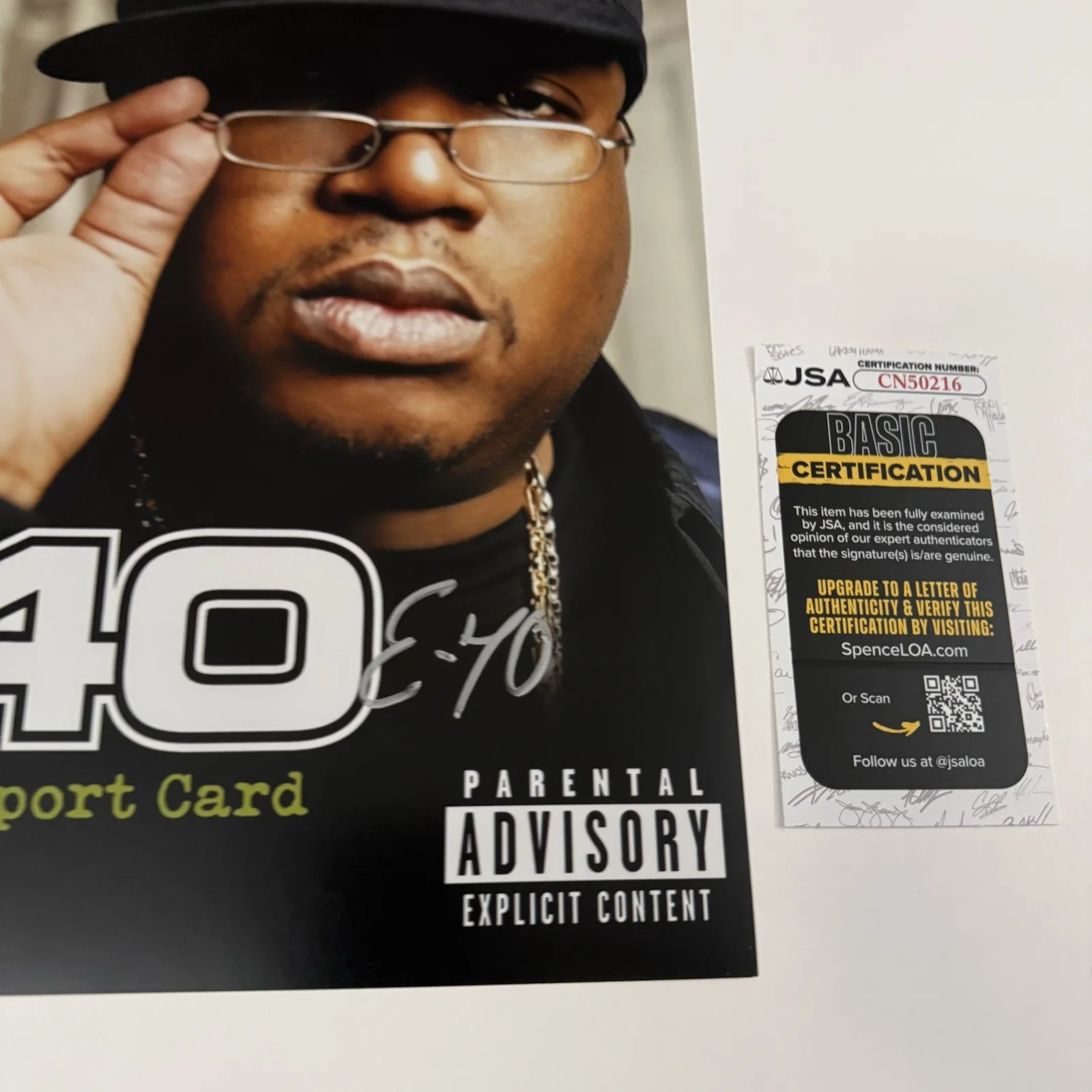 E-40 SIGNED MY GHETTO REPORT CARD 12x12 PHOTO E40 BAY AREA RAPPER JSA COA, изображение 2