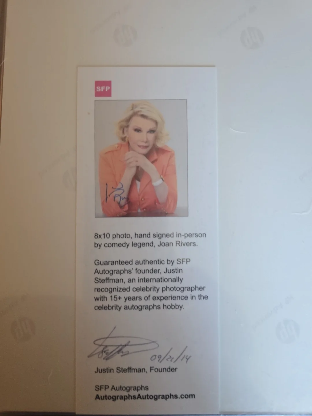 Joan Rivers Hand Signed. Photograph with COA., image 3