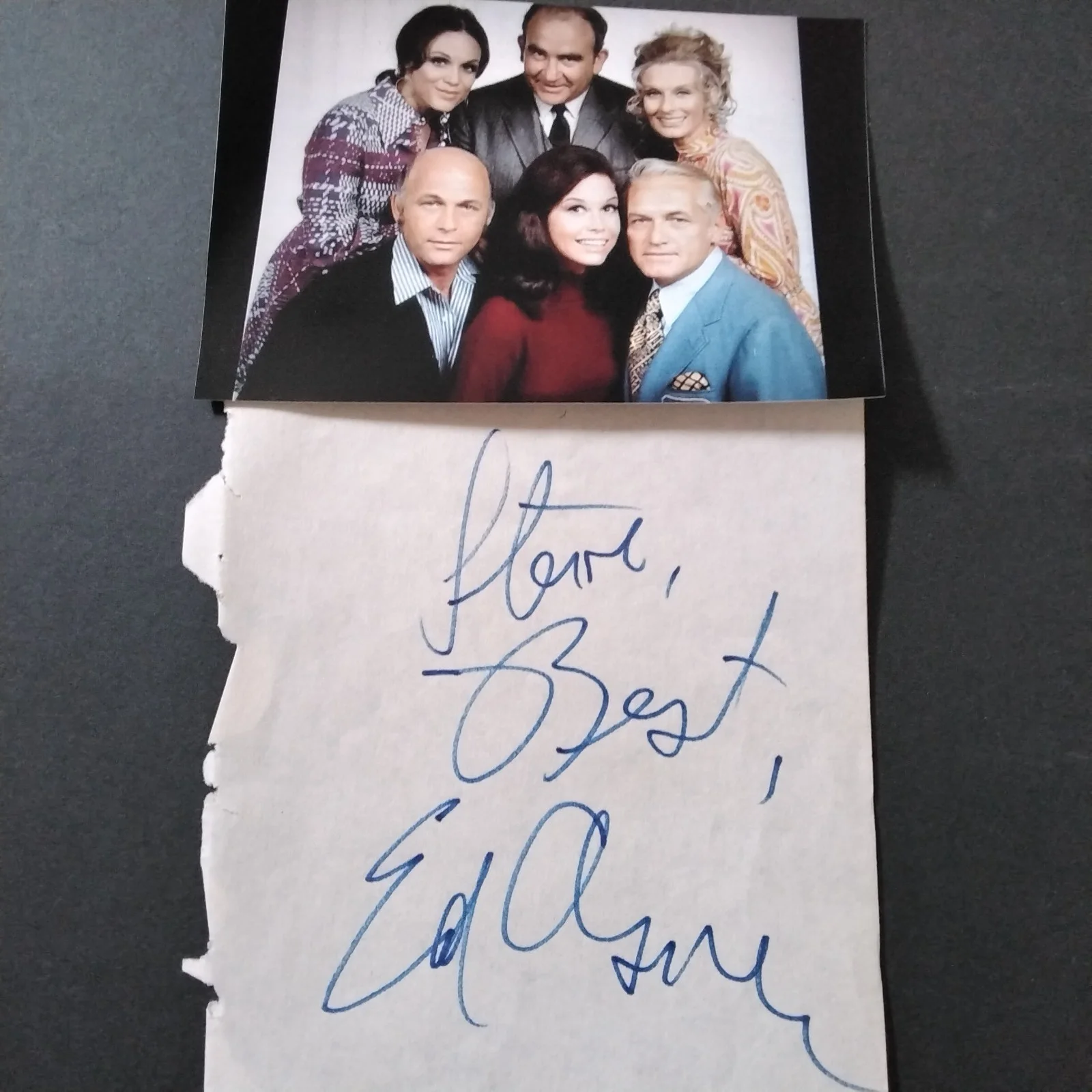 Ed Asner Signed Paper Photo Movie TV Actor MTM Lou Grant El Dorado JFK Elf Santa, изображение 2