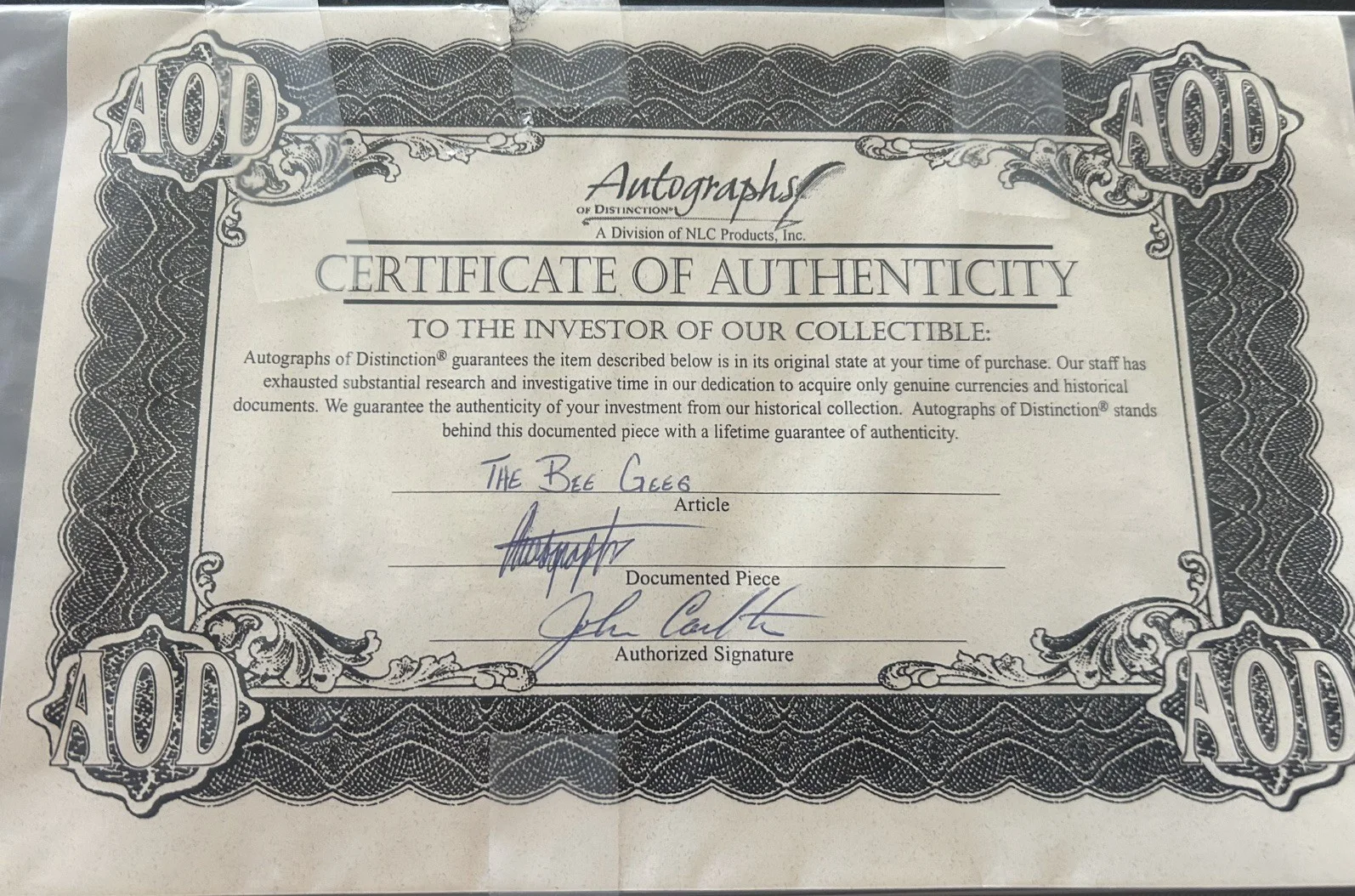 Autographed framed picture of the BEE GEES with COA, изображение 3