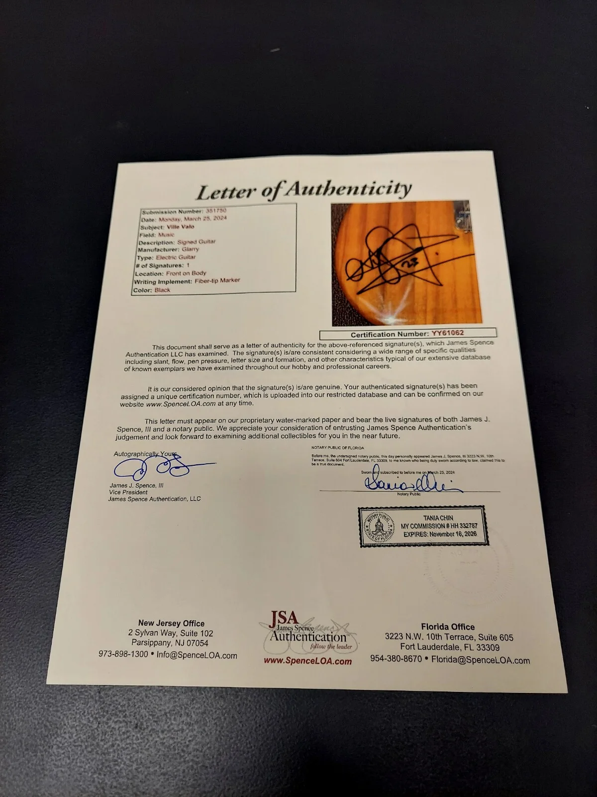 HIM VILLE VALO VV H.I.M. Signed TELECASTER GUITAR COA JSA CERTIFIED #YY61062, изображение 5