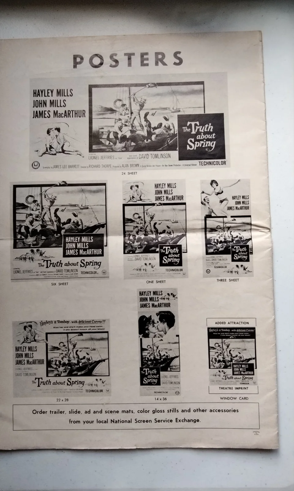 THE TRUTH ABOUT SPRING, SHOWMANS MANUAL, 1965. ORIGINAL, image 2
