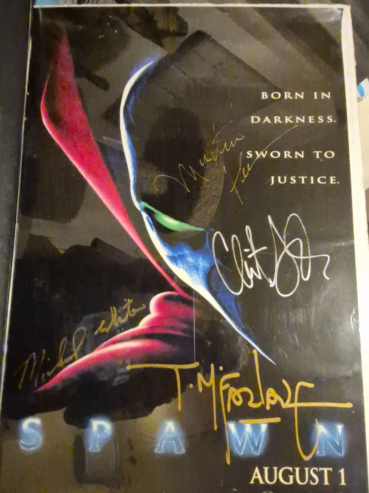 SEE BELOW — Signed Spawn Signed Movie Poster Todd McFarlane-MJ WHITE ,2 more Rare teaser Aug
