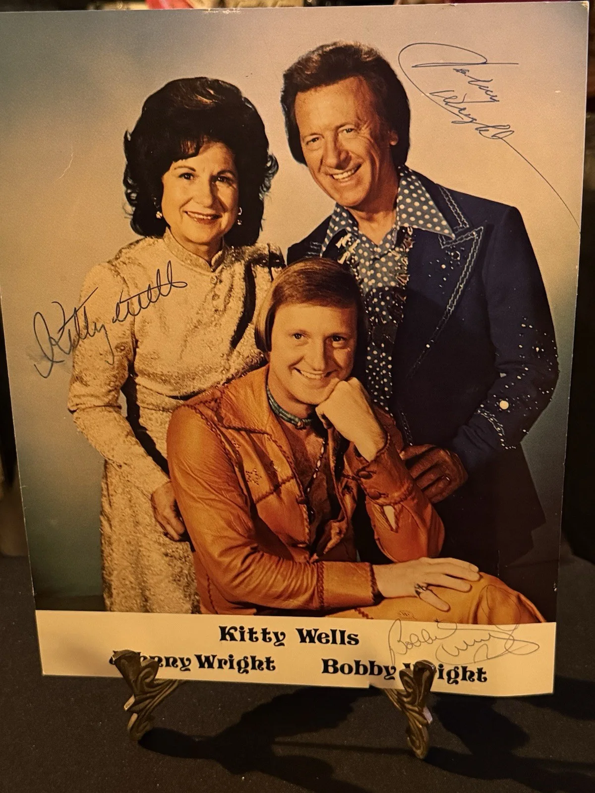 KITTY WELLS JOHNNY & BOBBY WRIGHT~SIGNED 8x10 PHOTO~COUNTRY SINGERS~AUTOGRAPH, image 2