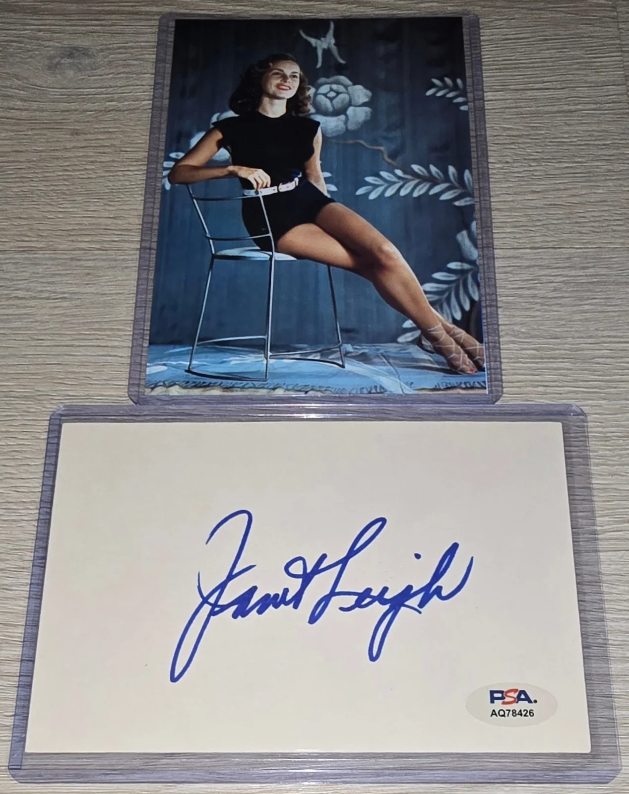 Janet Leigh — Janet Leigh Autograph PSA DNA Authentic Signed 4x6 Index Card Legend Signature, изображение 3